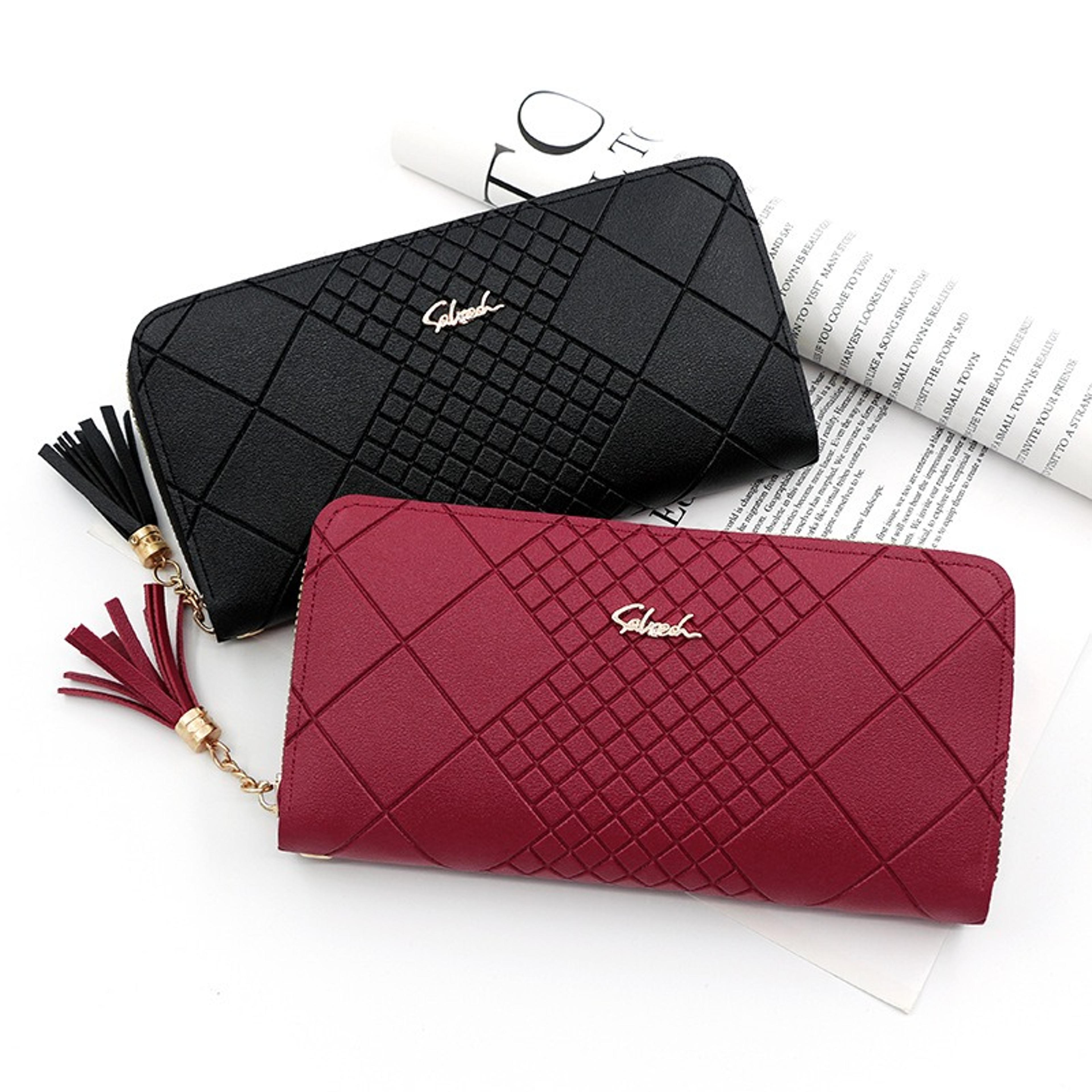 zipper coin purse and card holder pu leather clutch wallet with large capacity