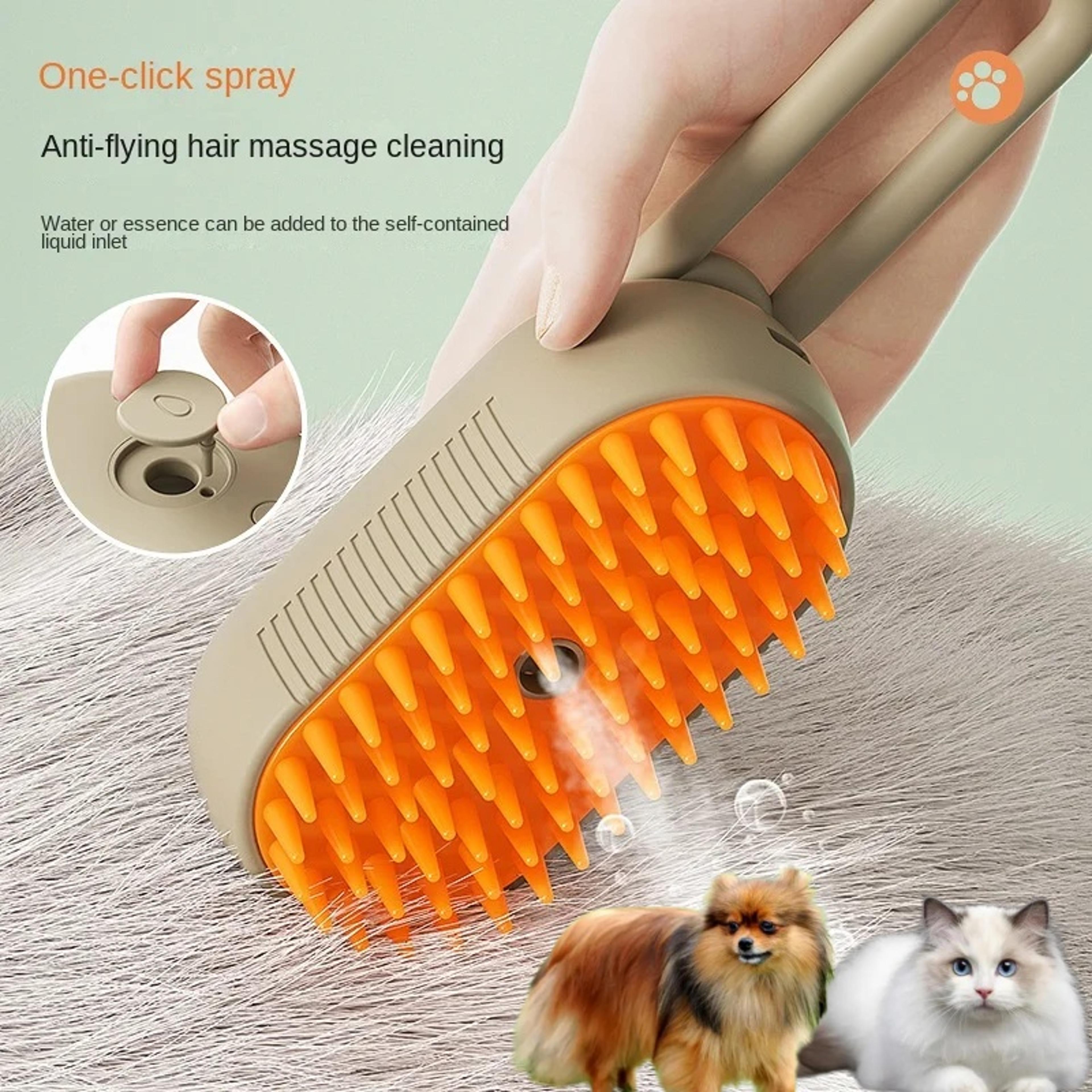 steamy dog & cat grooming brush electric hair remover with massage spray for pets