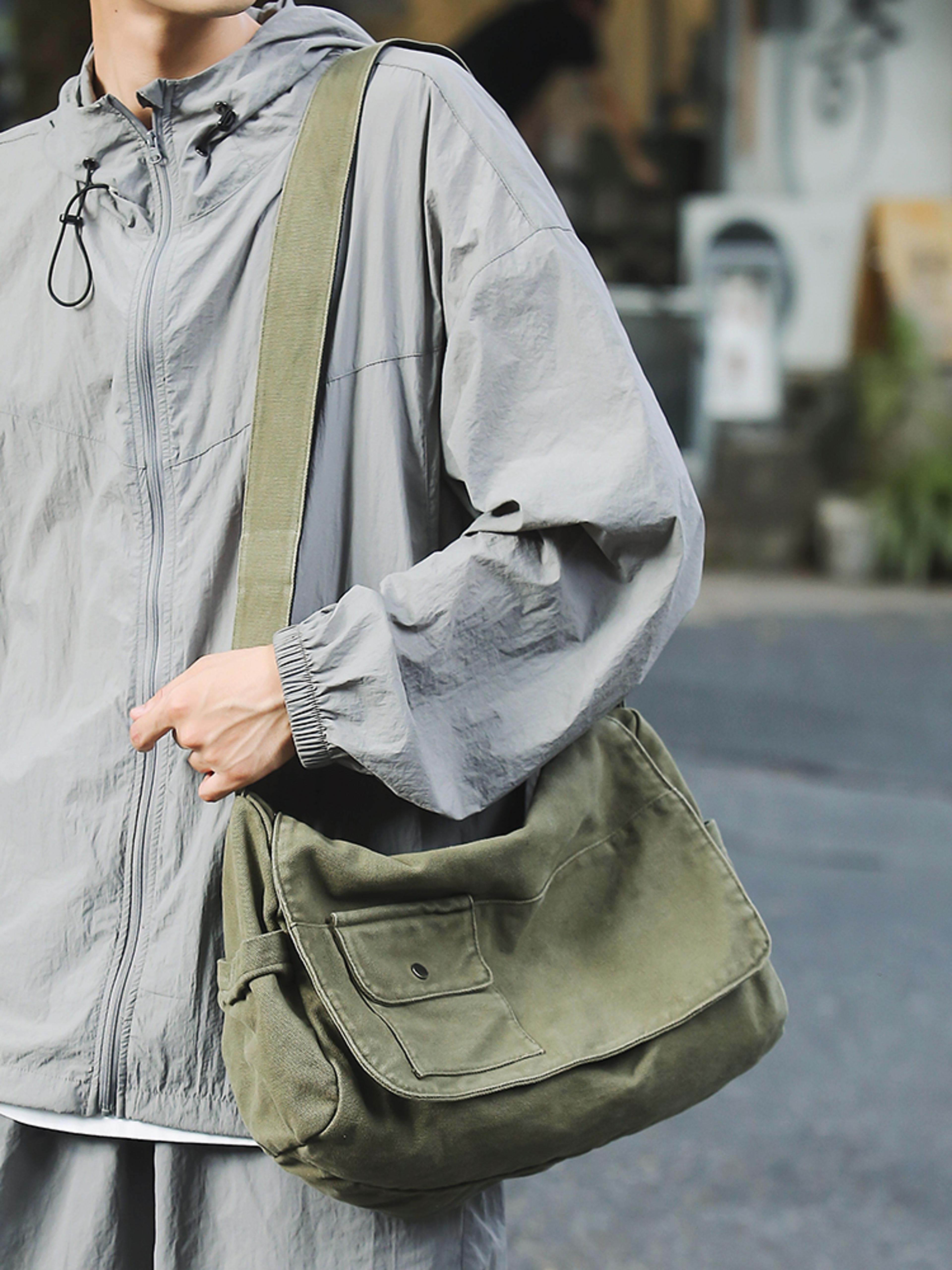 casual canvas messenger bag versatile & spacious shoulder bag for students men & women