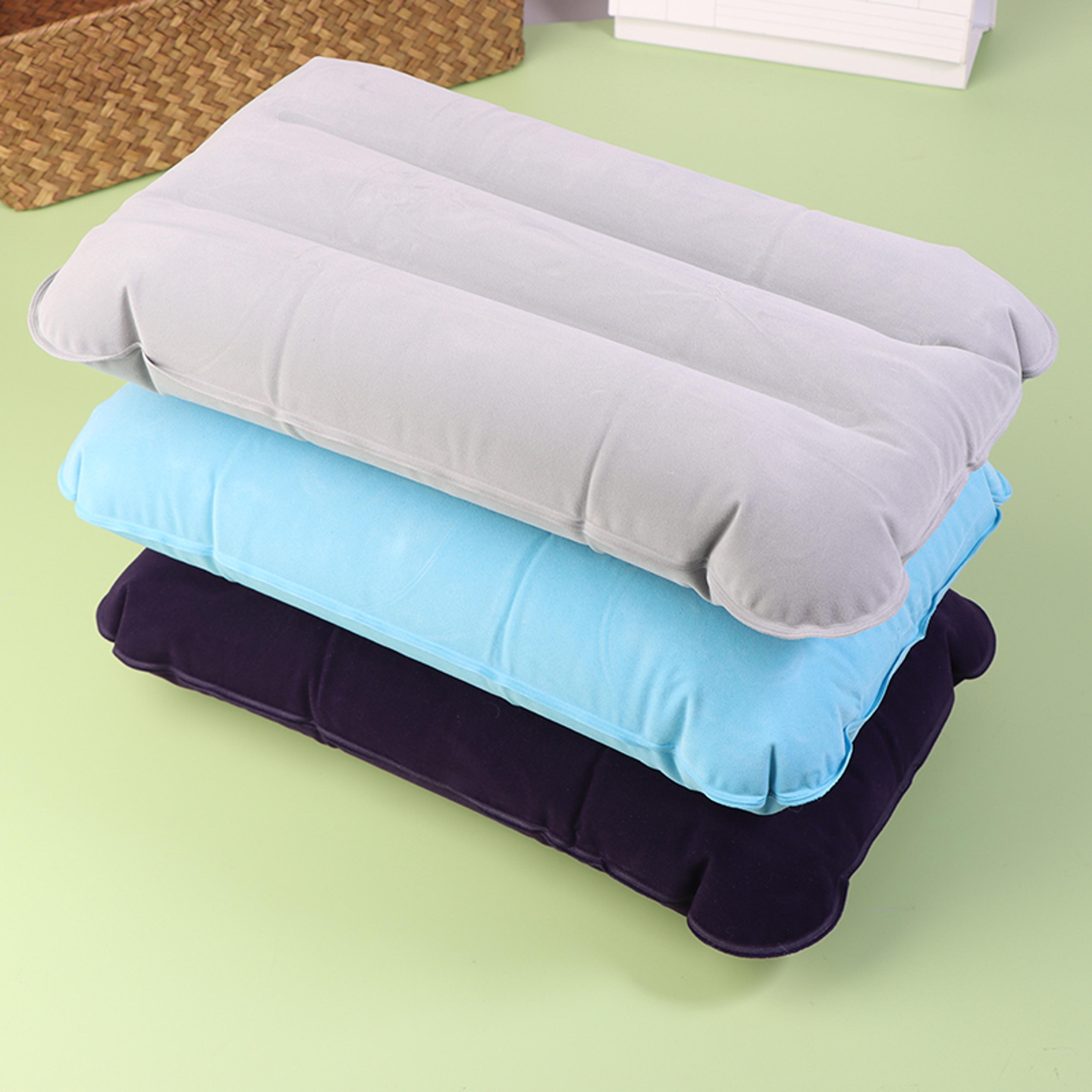 portable inflatable flocking pillow for travel ideal camping sleeping air pillow foldable head rest pillow for hiking