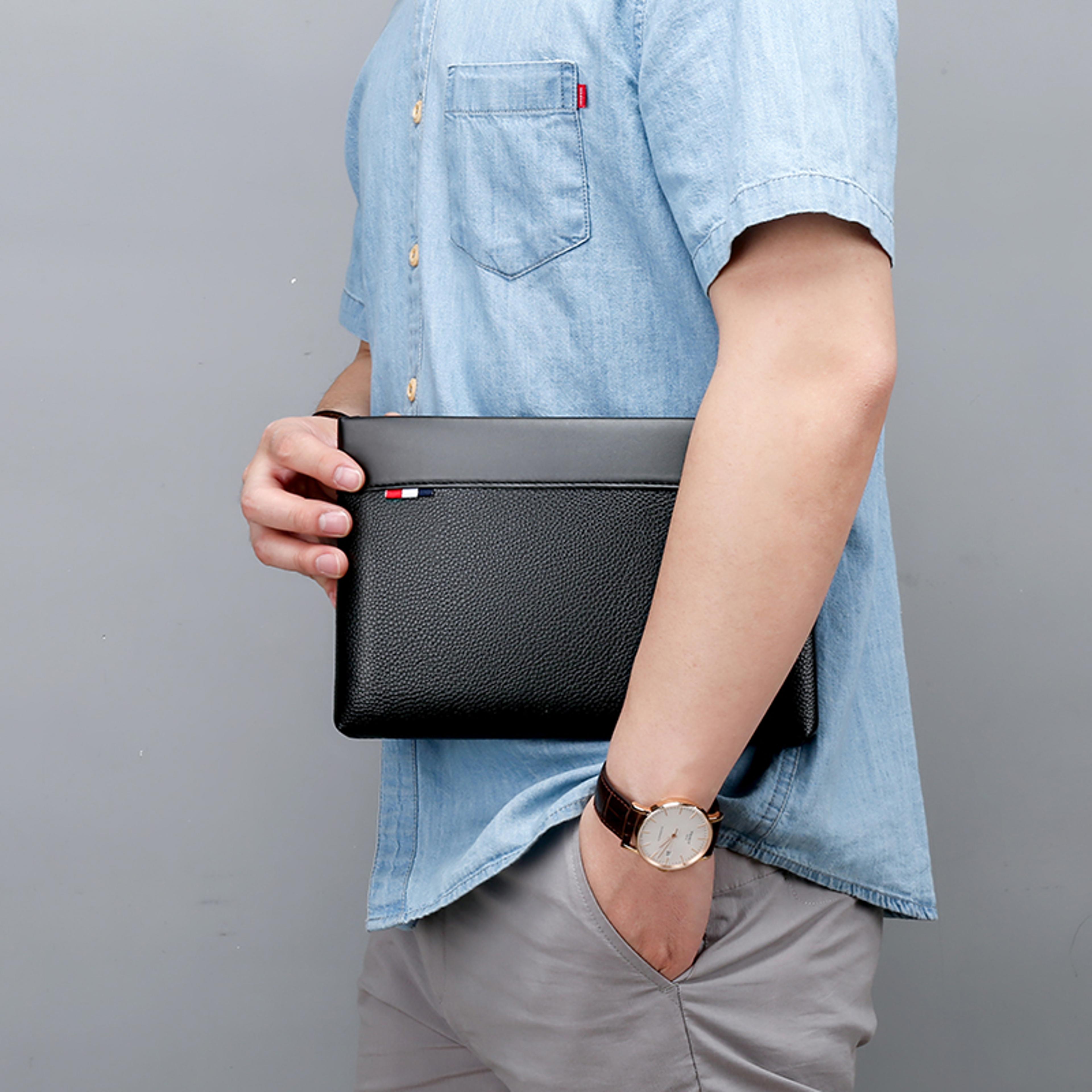 durable leather clutch wallet for men luxury design large capacity multi card holder coin purse