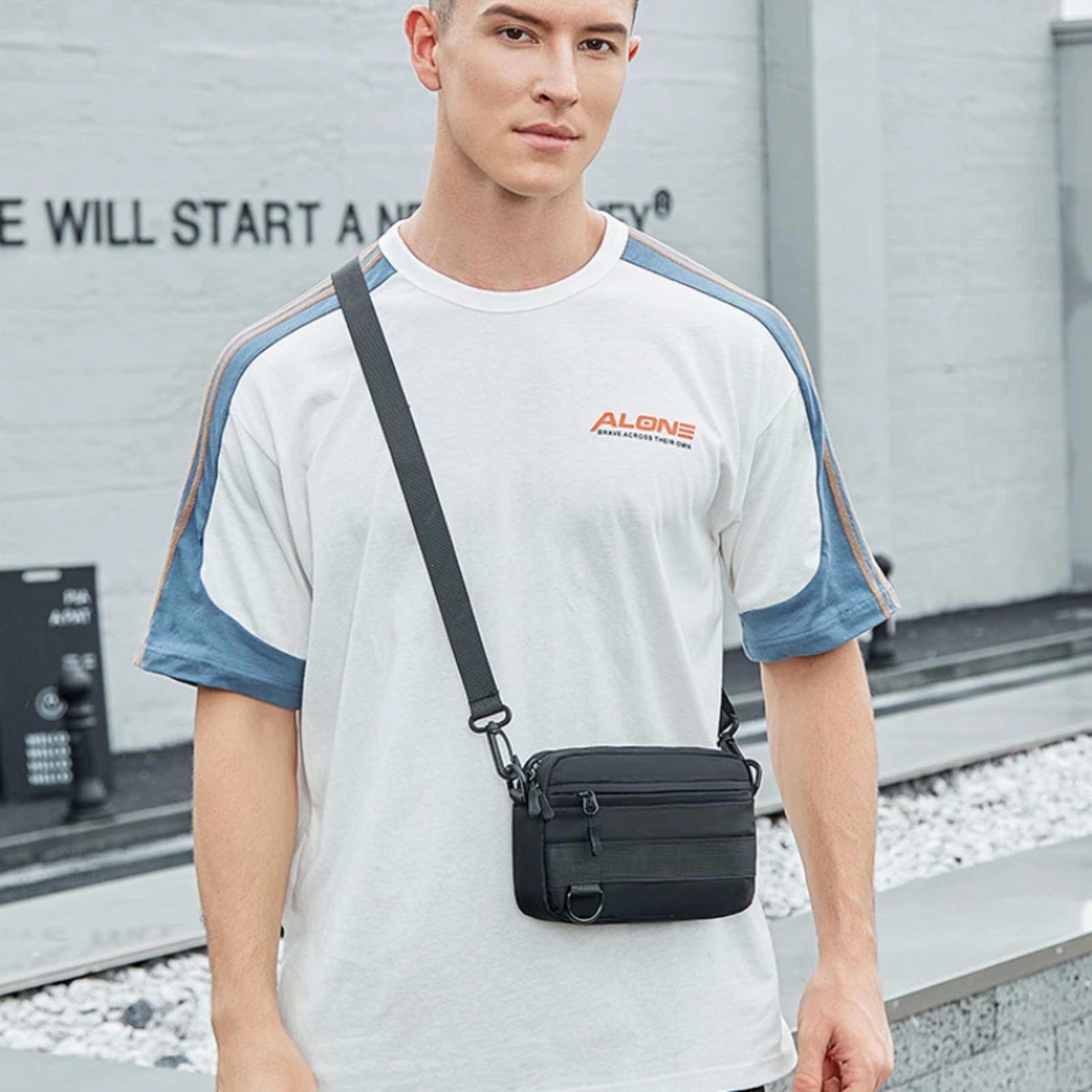 canvas mens crossbody bag small canvas sling bag compact everyday travel shoulder bag