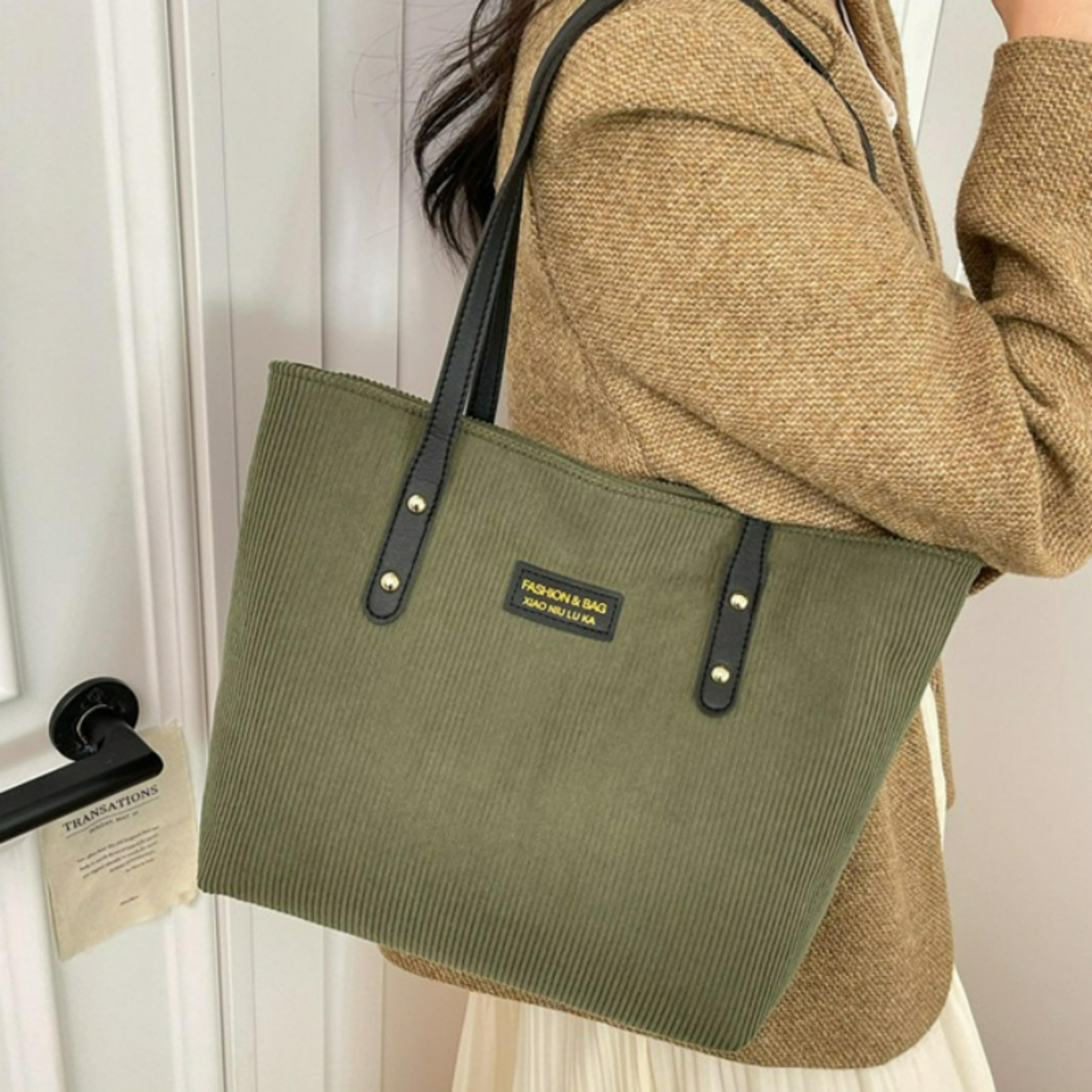 womens large capacity corduroy shoulder tote bag stylish comfortable work & commuting bag