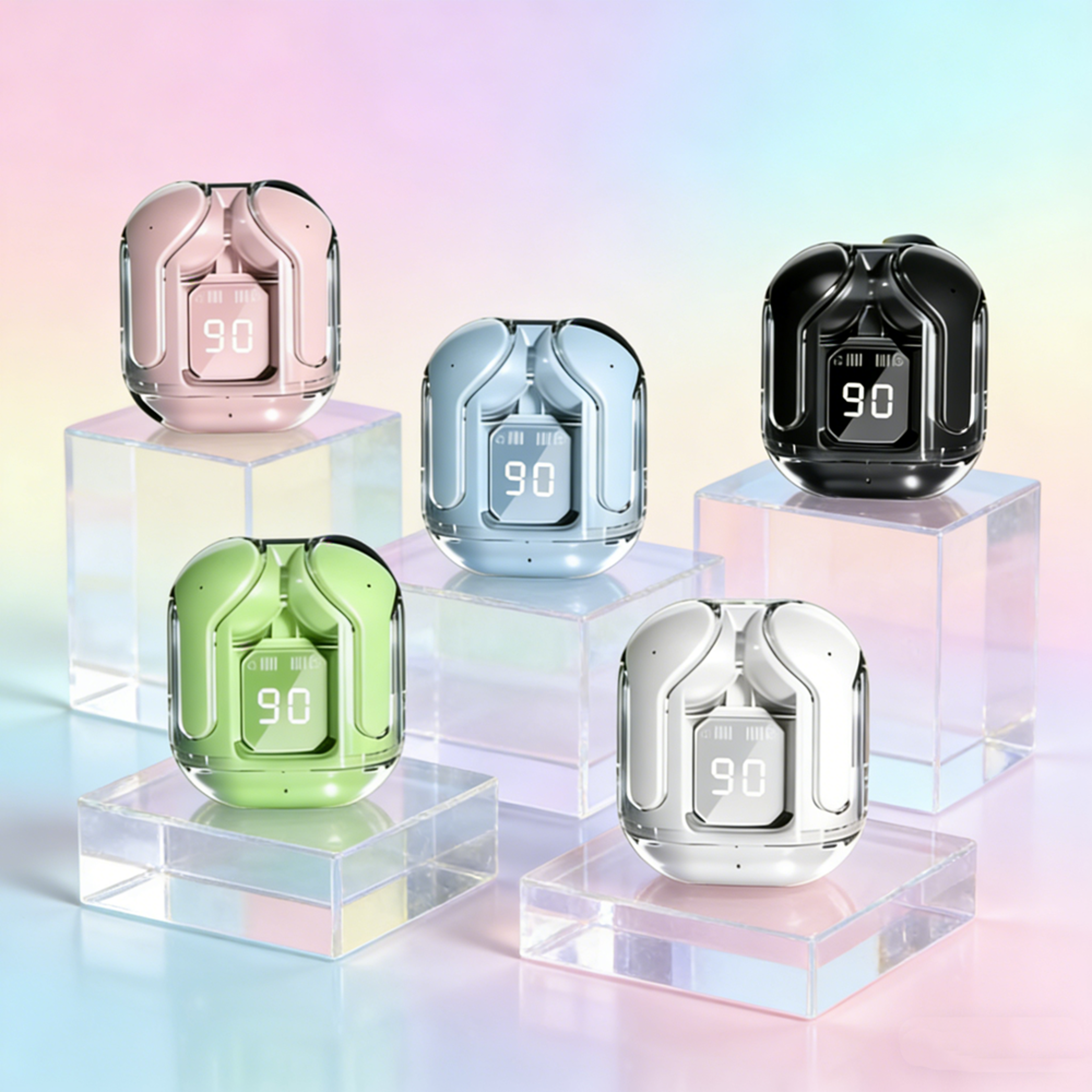 wireless mini bluetooth earbuds with led display tws stereo sound & digital power display