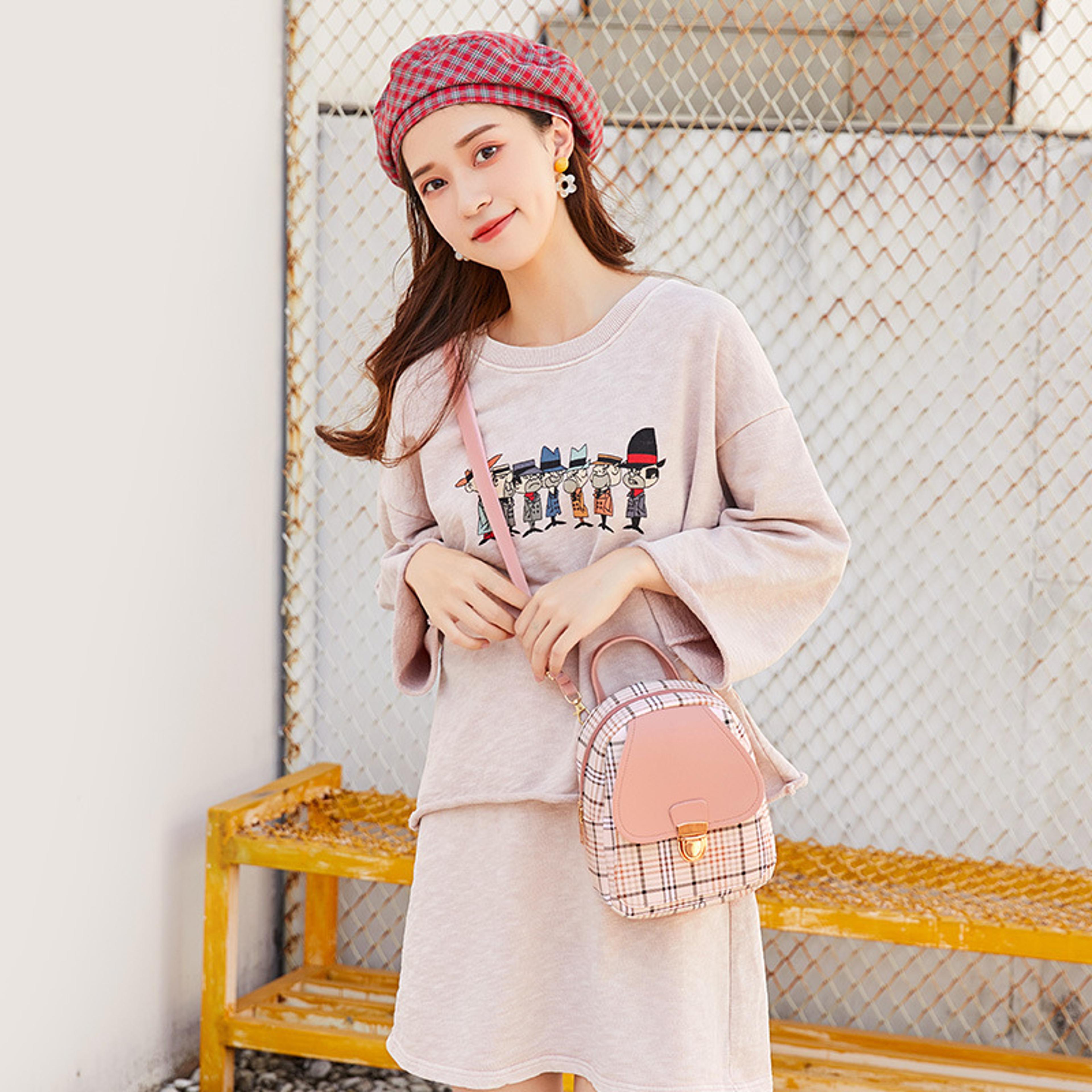 plaid mini backpack crossbody bag for teen girls