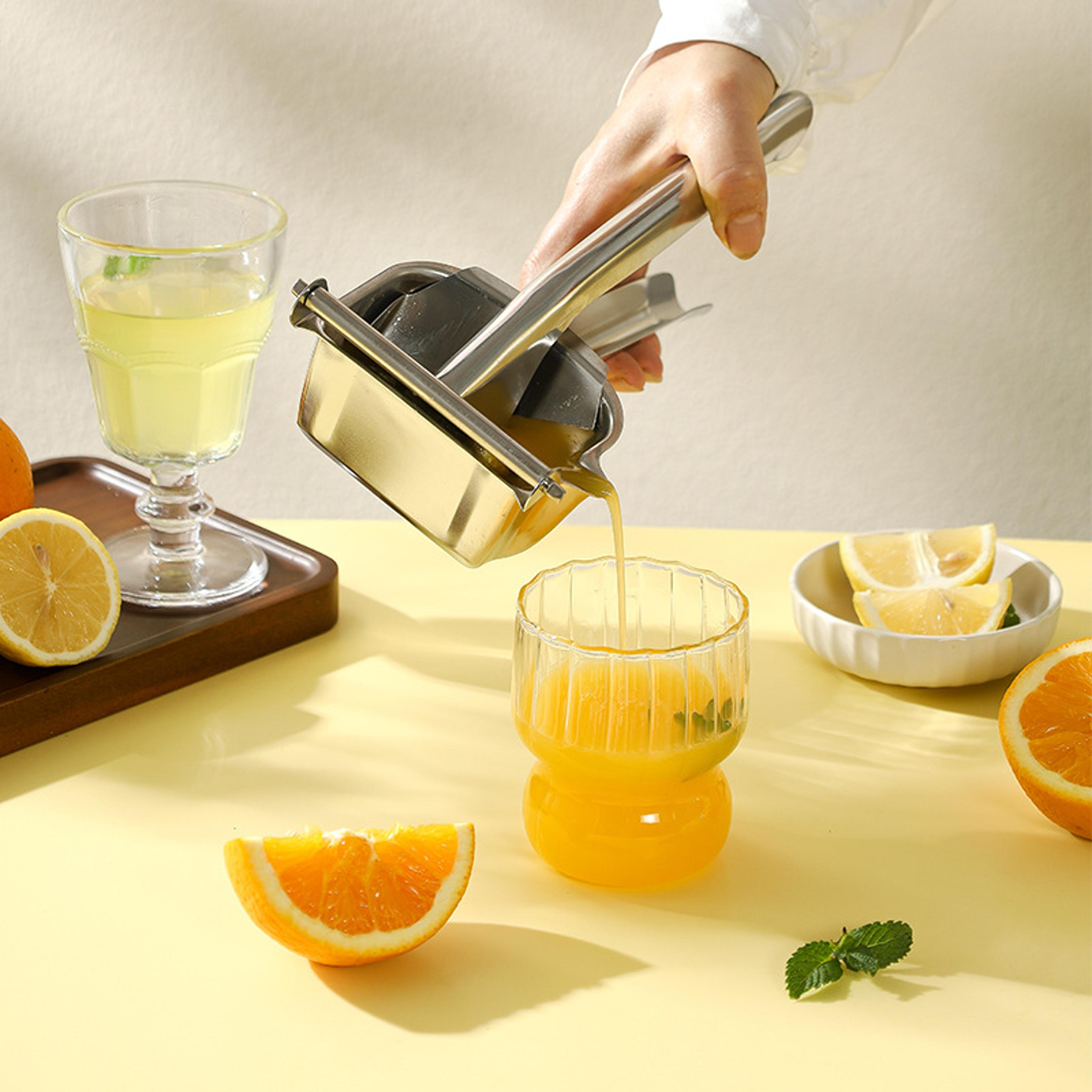 stainless steel manual juicer effortless orange, lemon & pomegranate squeezer for fresh juices at home