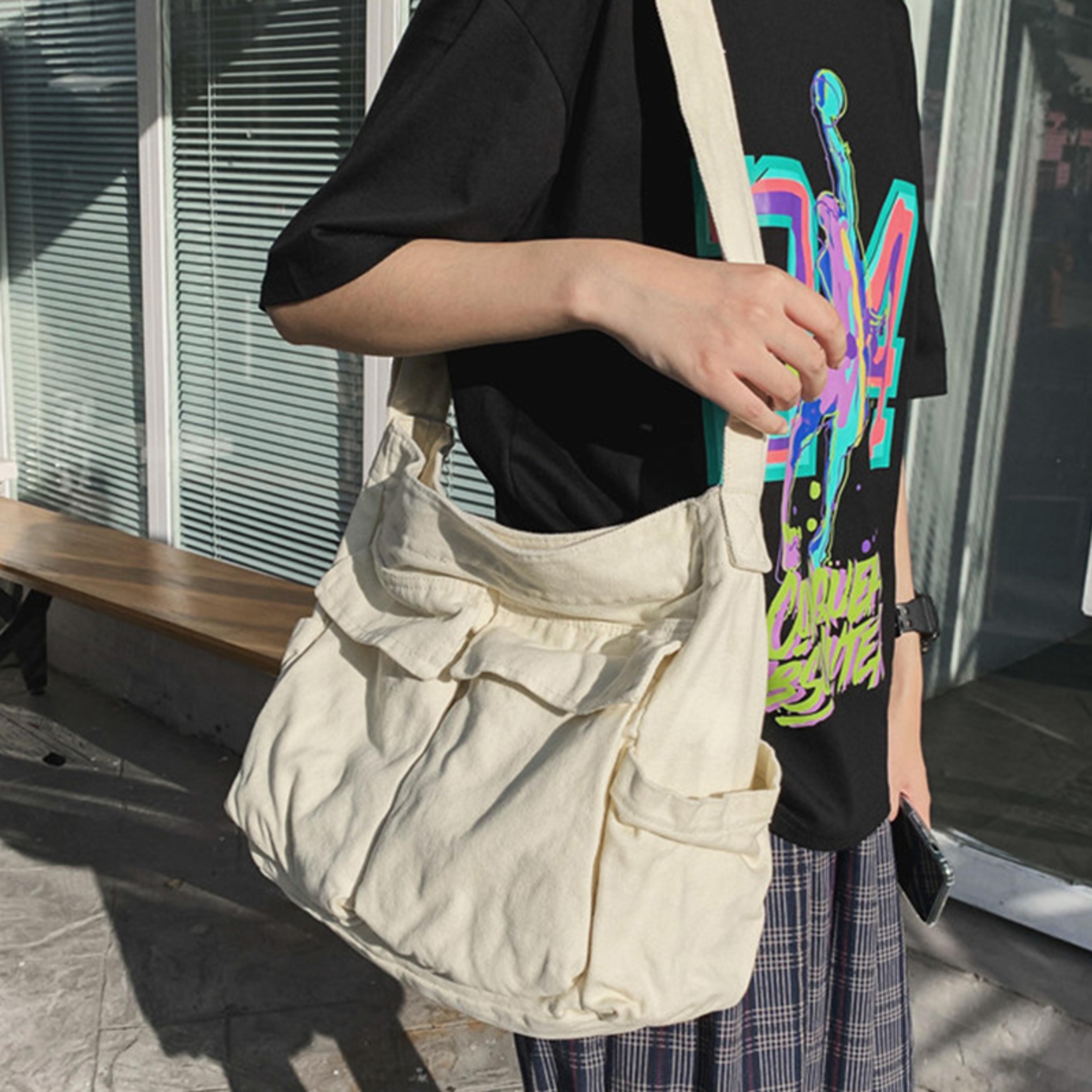 vintage canvas handbag for women stylish shoulder tote & messenger bag, perfect crossbody purse for teens