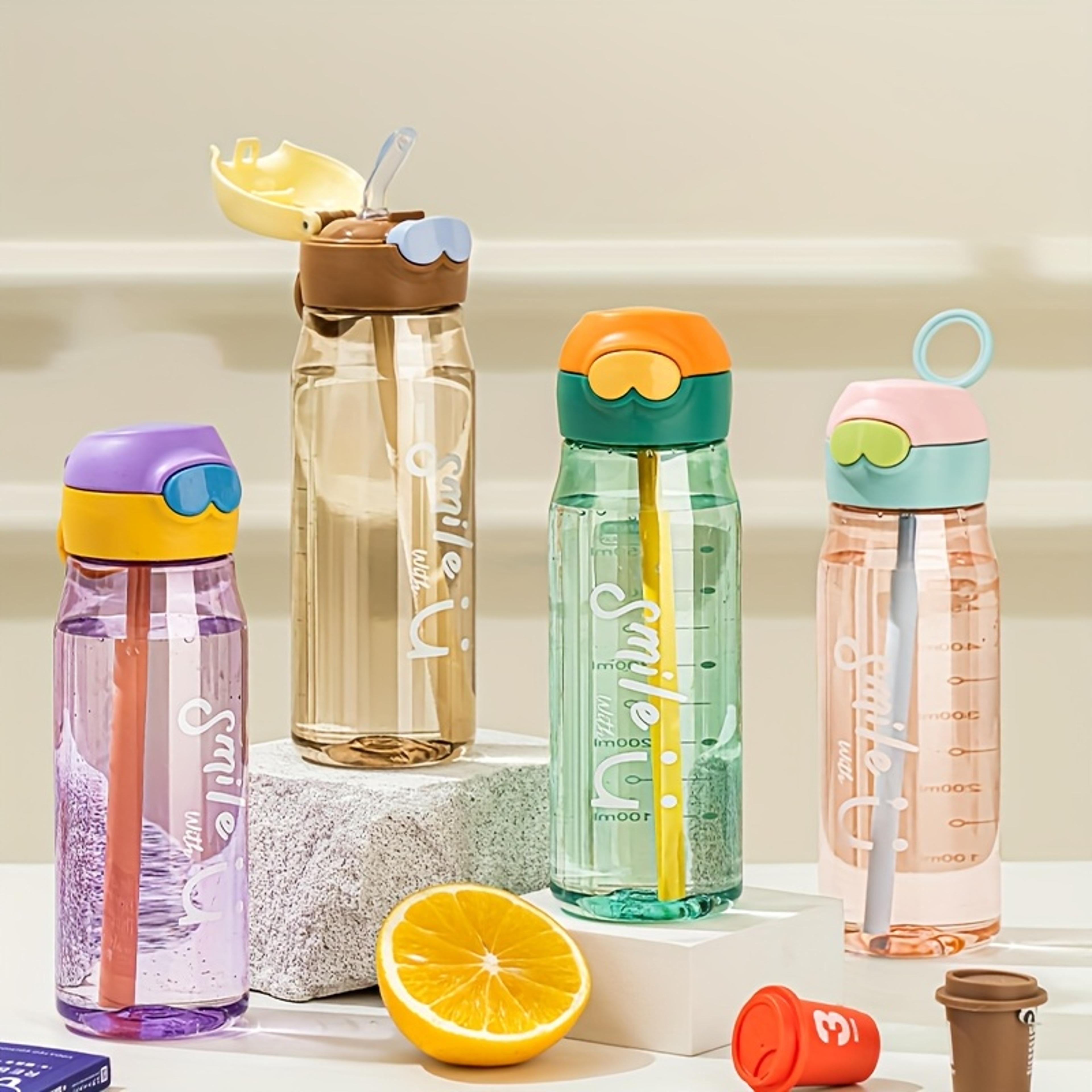 ransparent sports water bottle with straw and precise scale ideal for outdoor sports