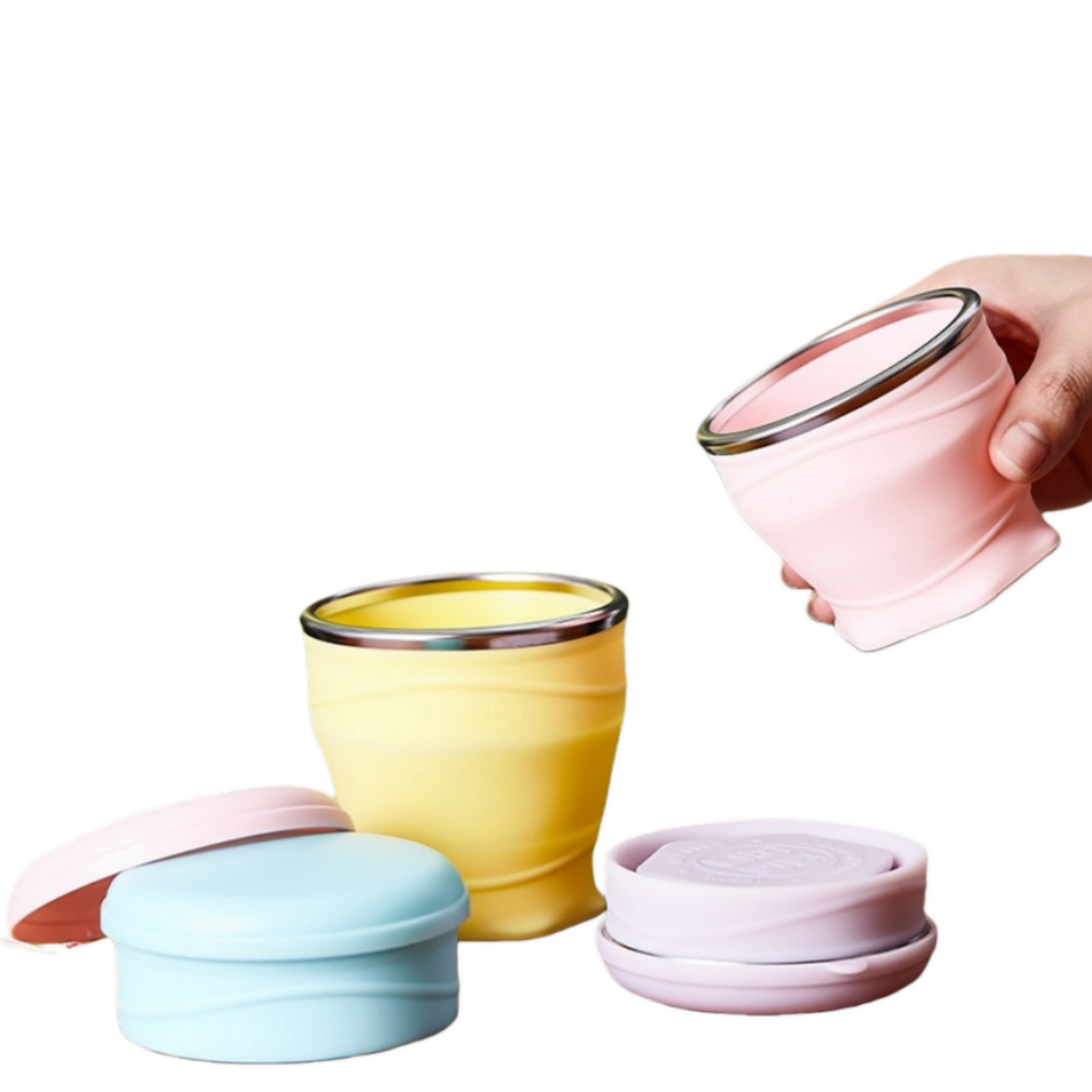 foldable silicone travel cup with lid compact portable & durable water cup for camping travel & outdoors