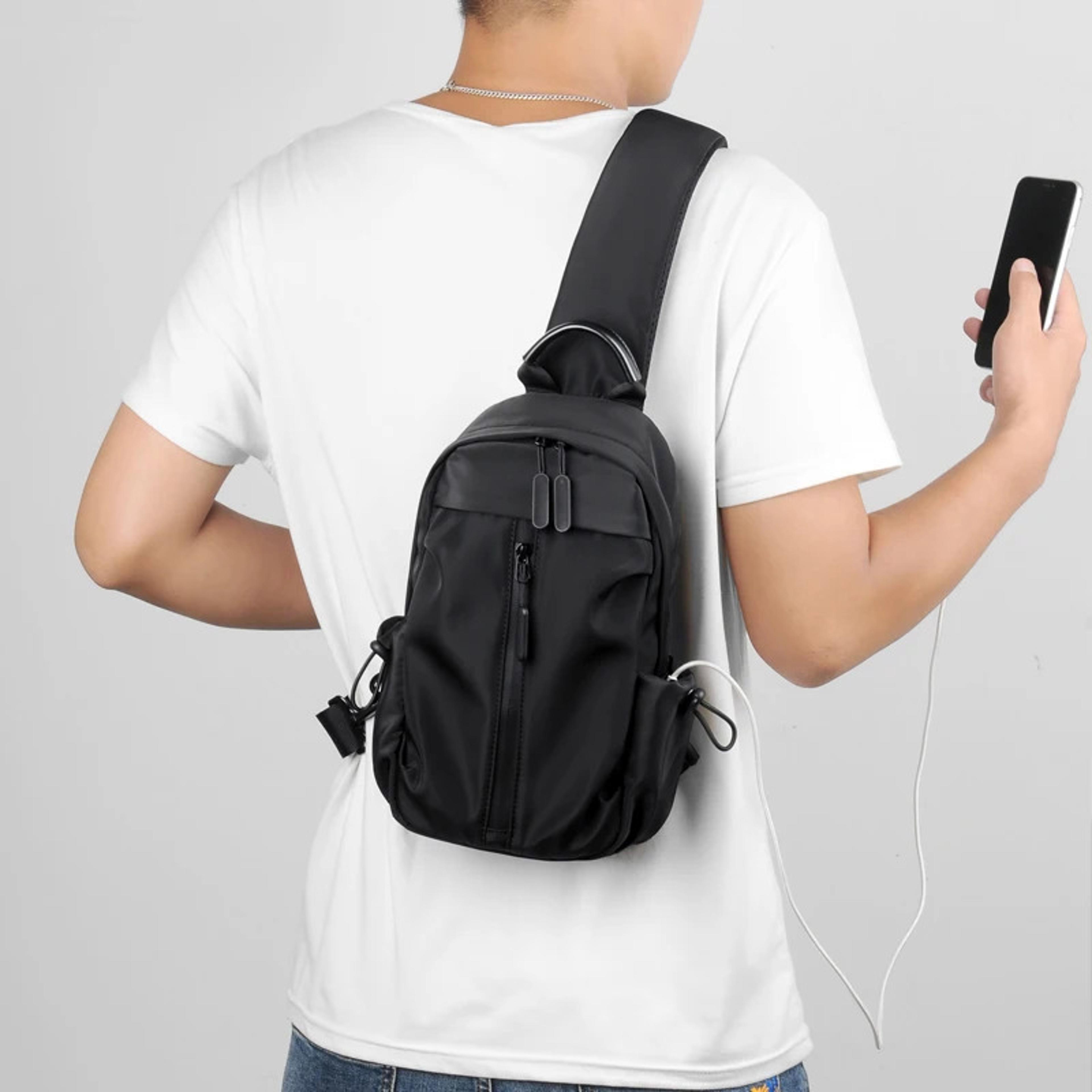 mens waterproof multi-compartment crossbody shoulder bag for outdoor sports and travel