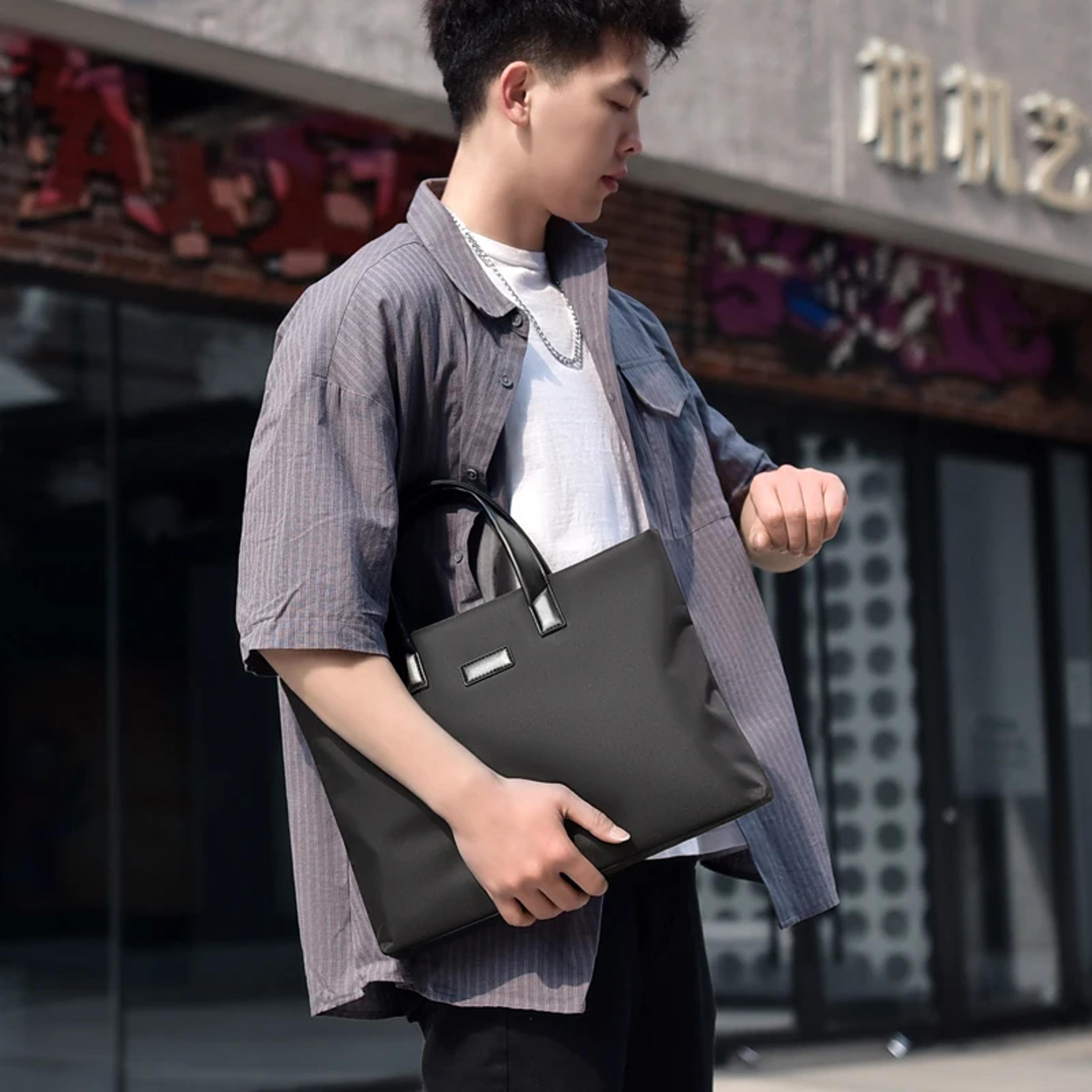 mens multi functional business briefcase large capacity shoulder bag with multiple pockets for business & casual use