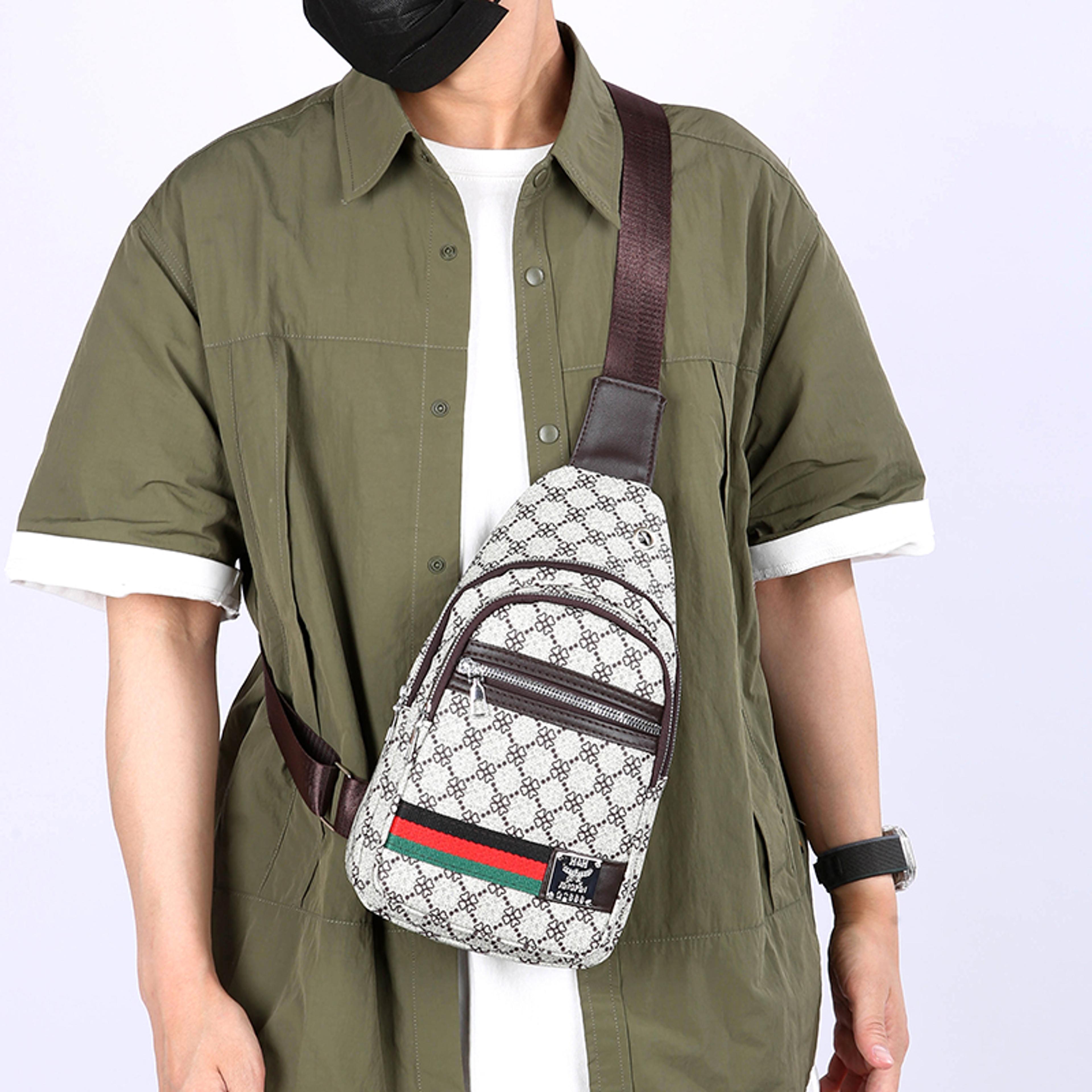 mens multifunction crossbody bag with earphone hole casual messenger shoulder bag