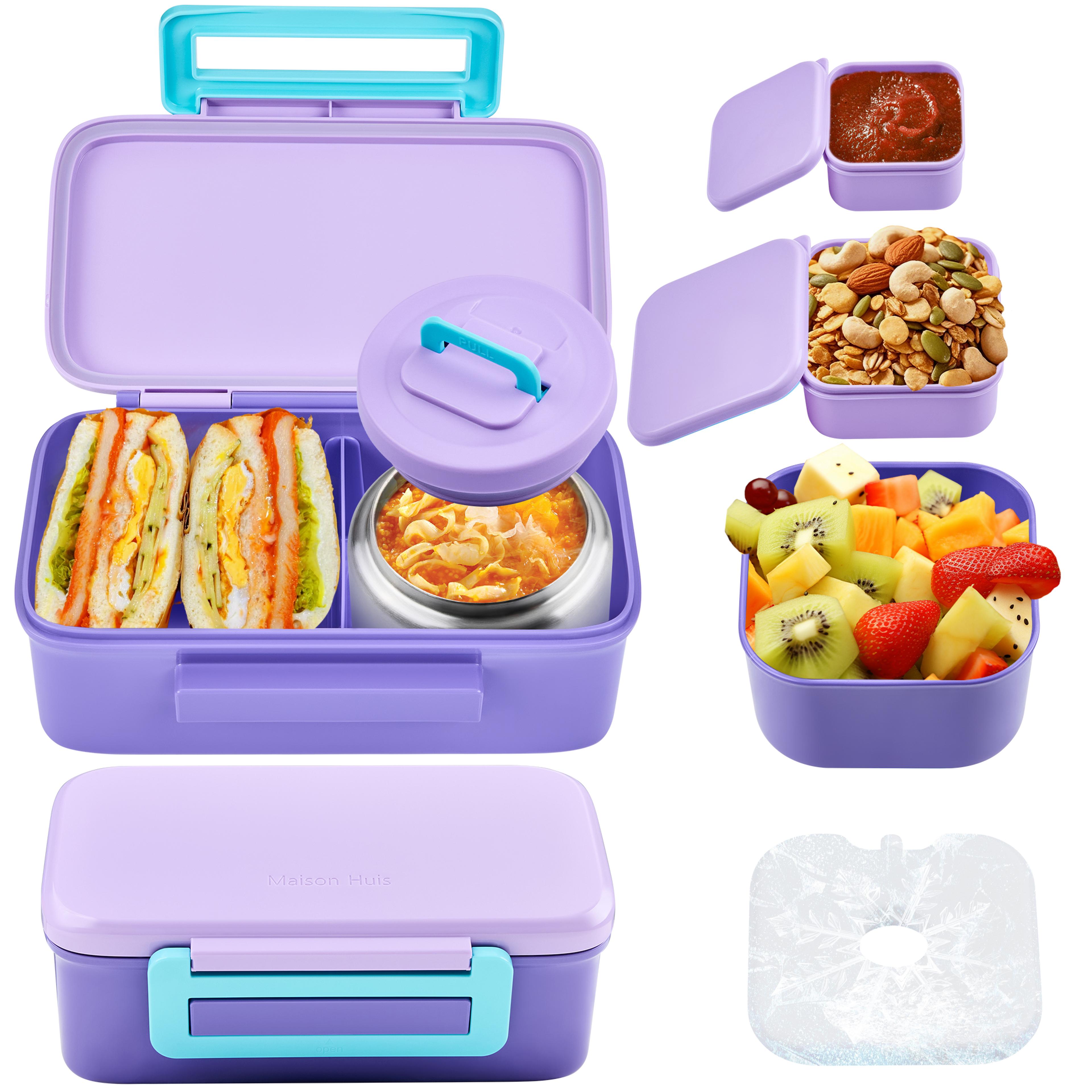 compact lunch box set with insulated container & snack storage double compartment