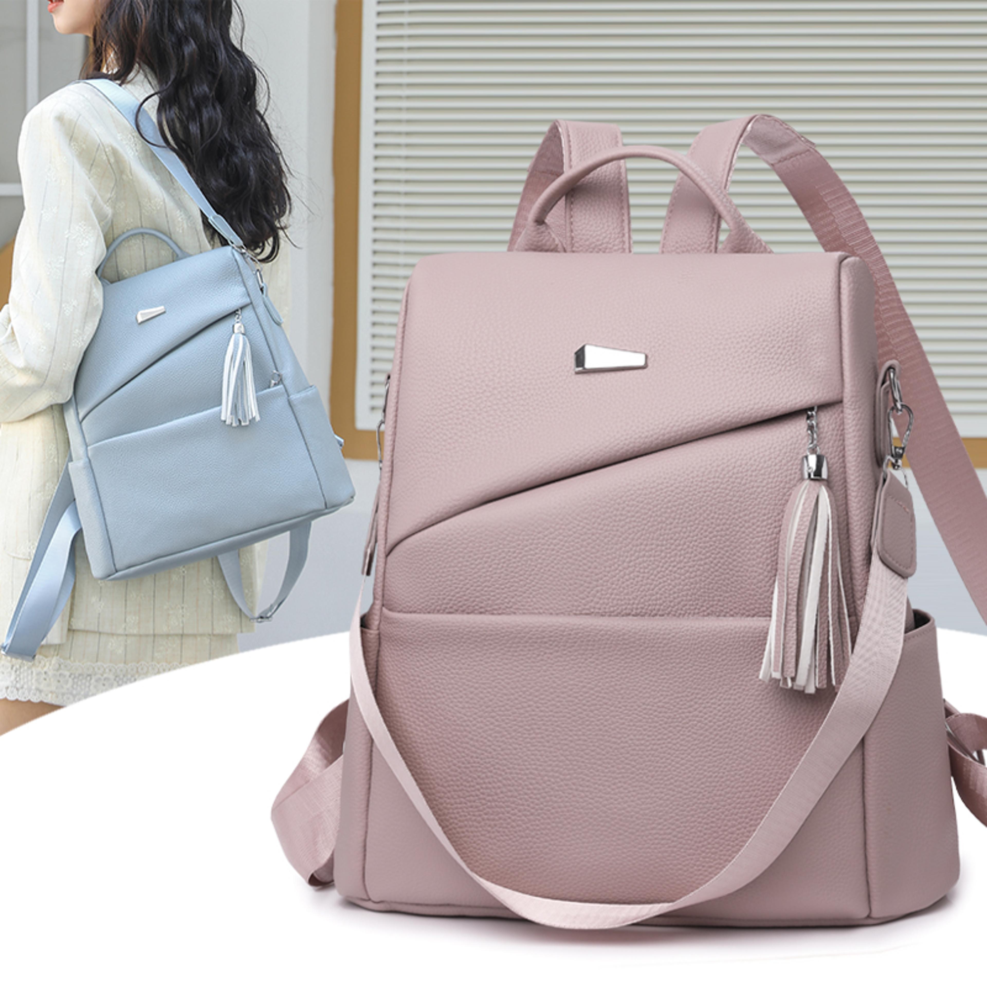 women anti theft backpack pu leather travel bag large capacity stylish school backpack