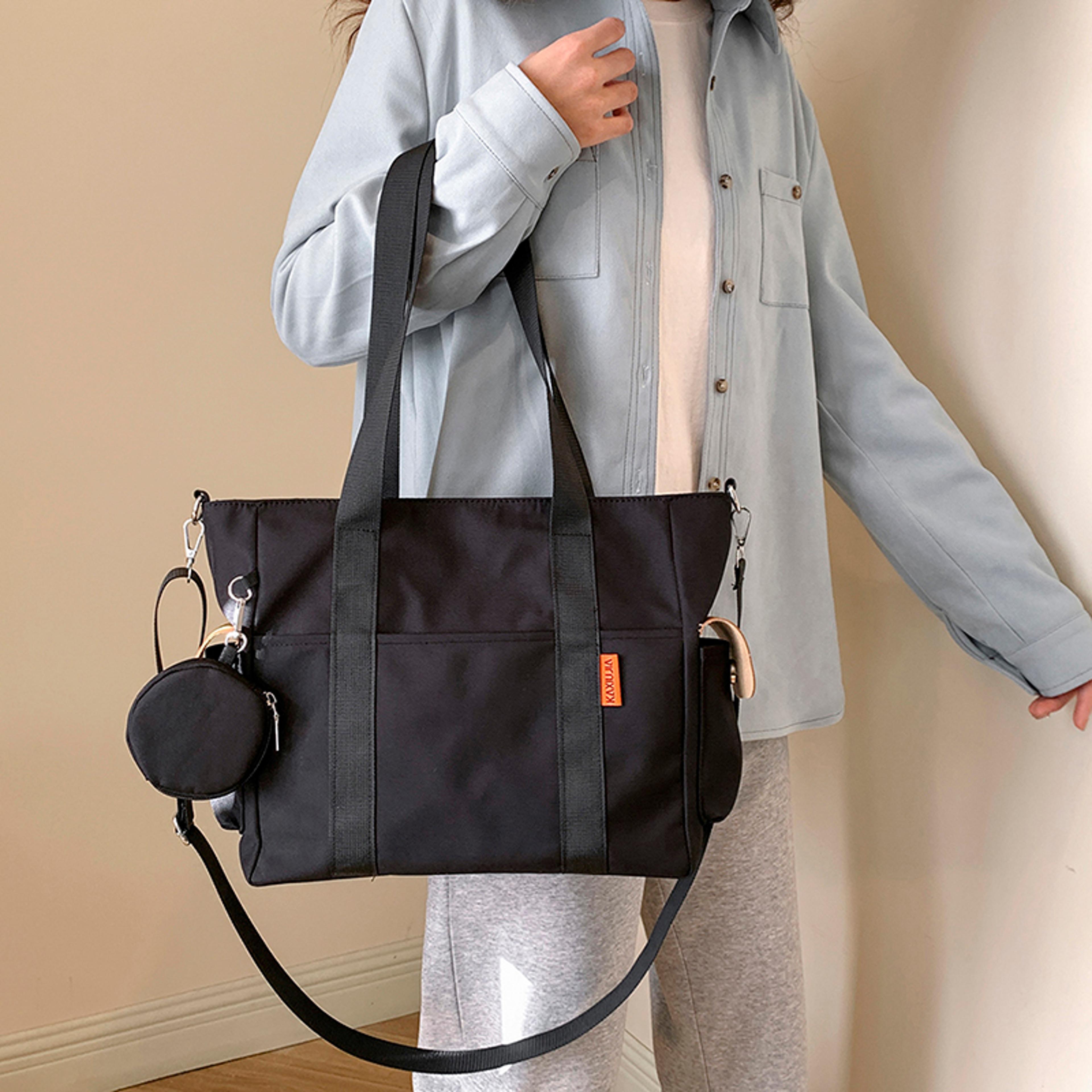large capacity nylon shoulder tote bag for women stylish commuter crossbody handbag
