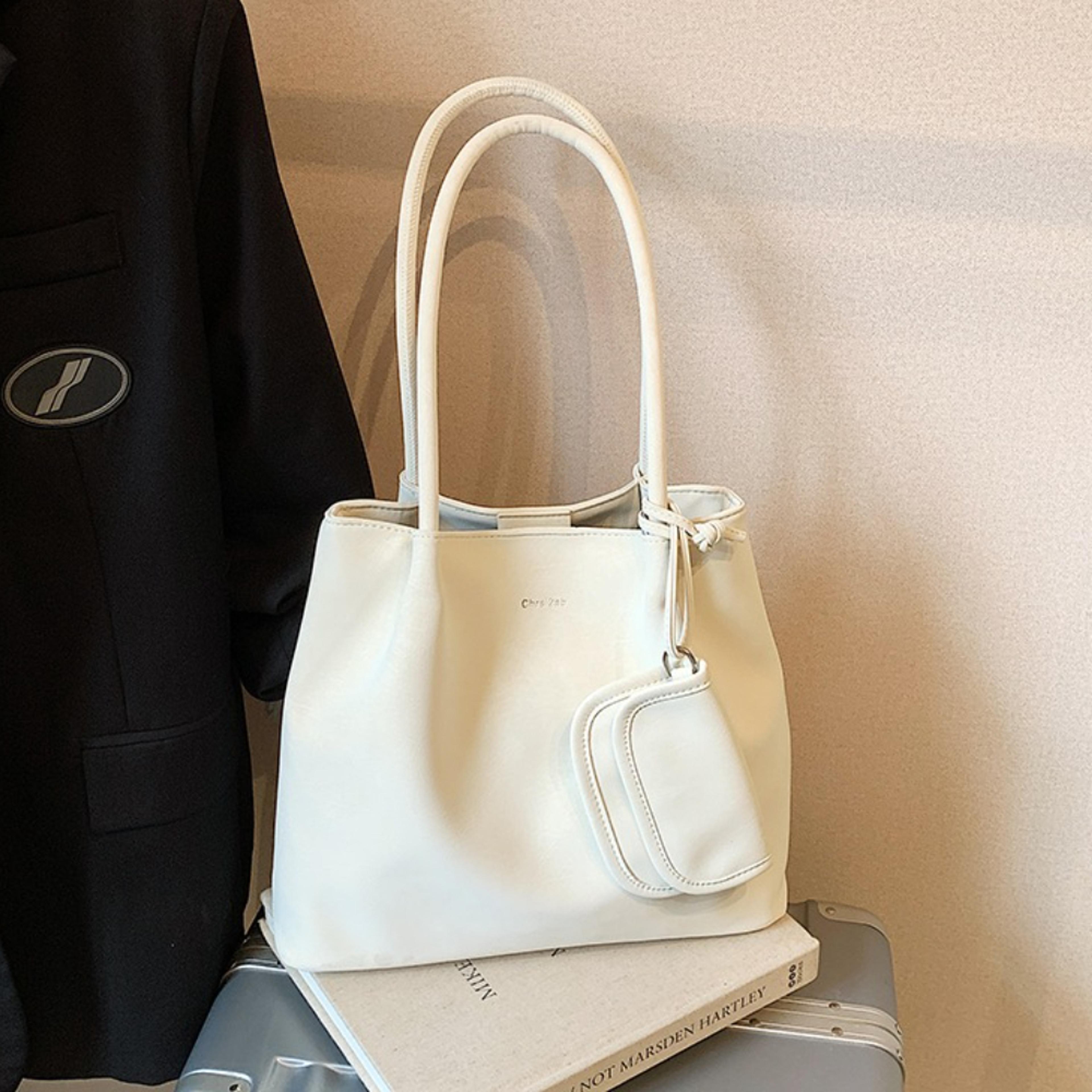 elegant suede tote bag for women large work shoulder bag with detachable pouch