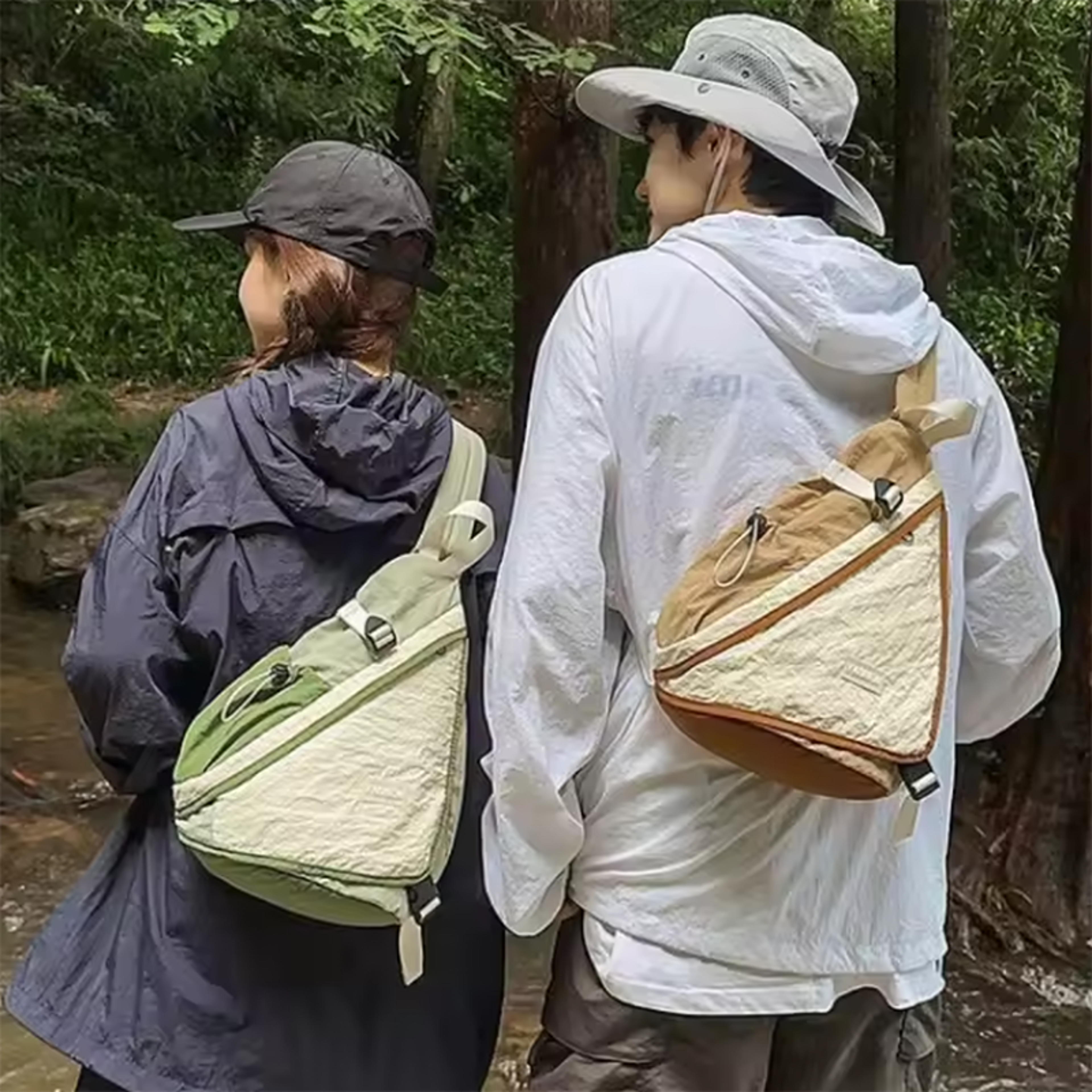 niche design color blocking large capacity chest bag minimalist casual hiking backpack