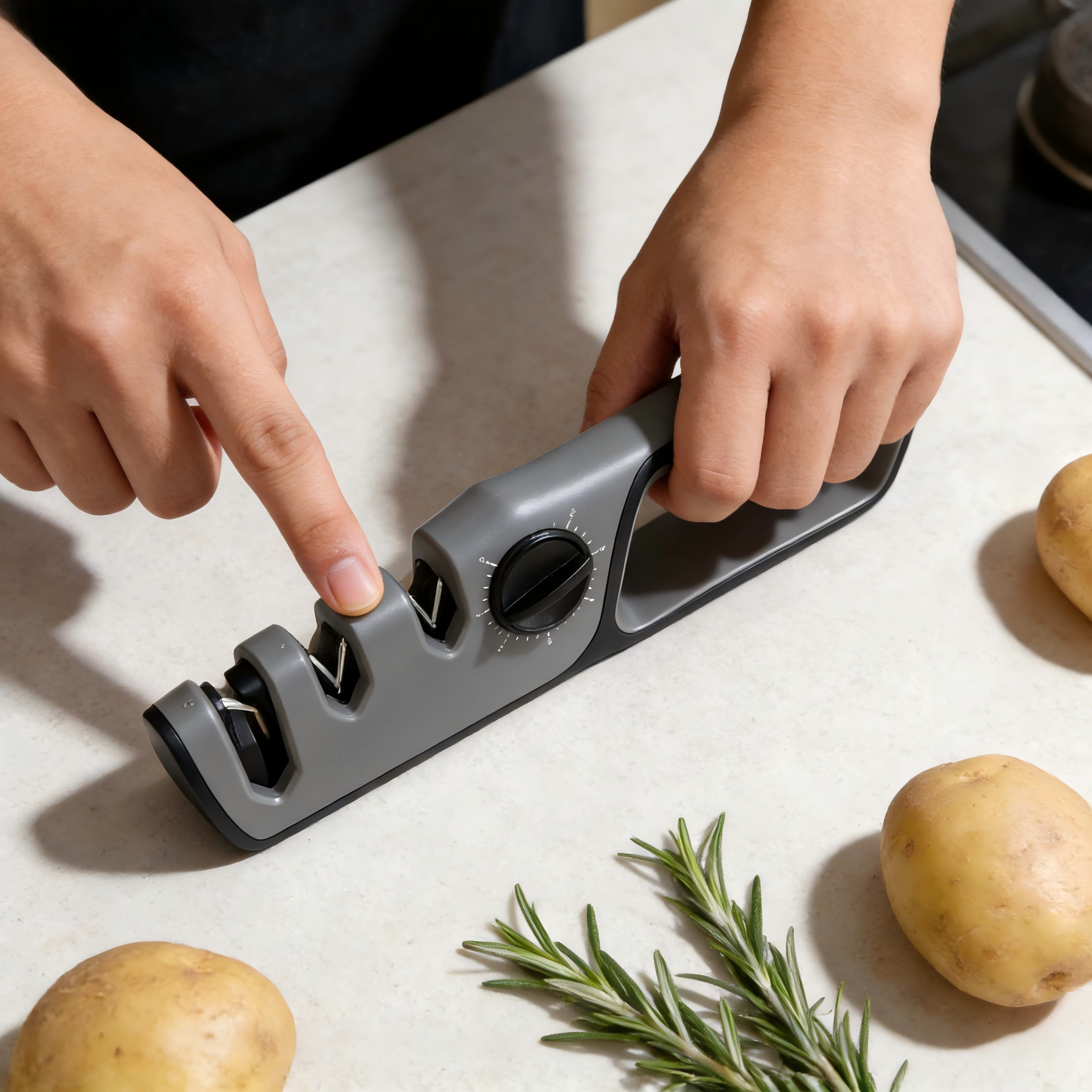 professional knife sharpening stone adjustable angle manual sharpener for kitchen knives & scissors ergonomic handle