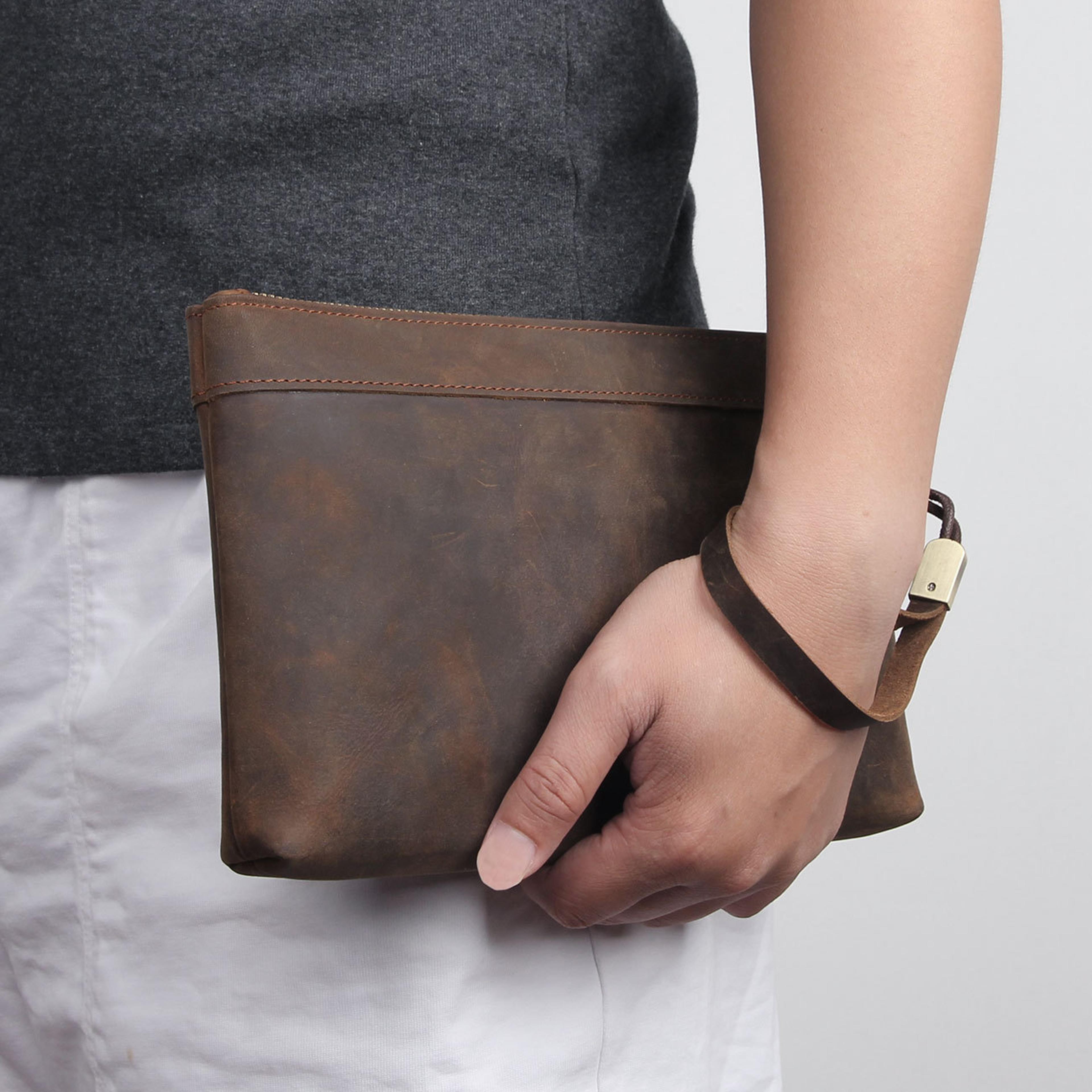 premium genuine leather wallet clutch for men large capacity phone holder