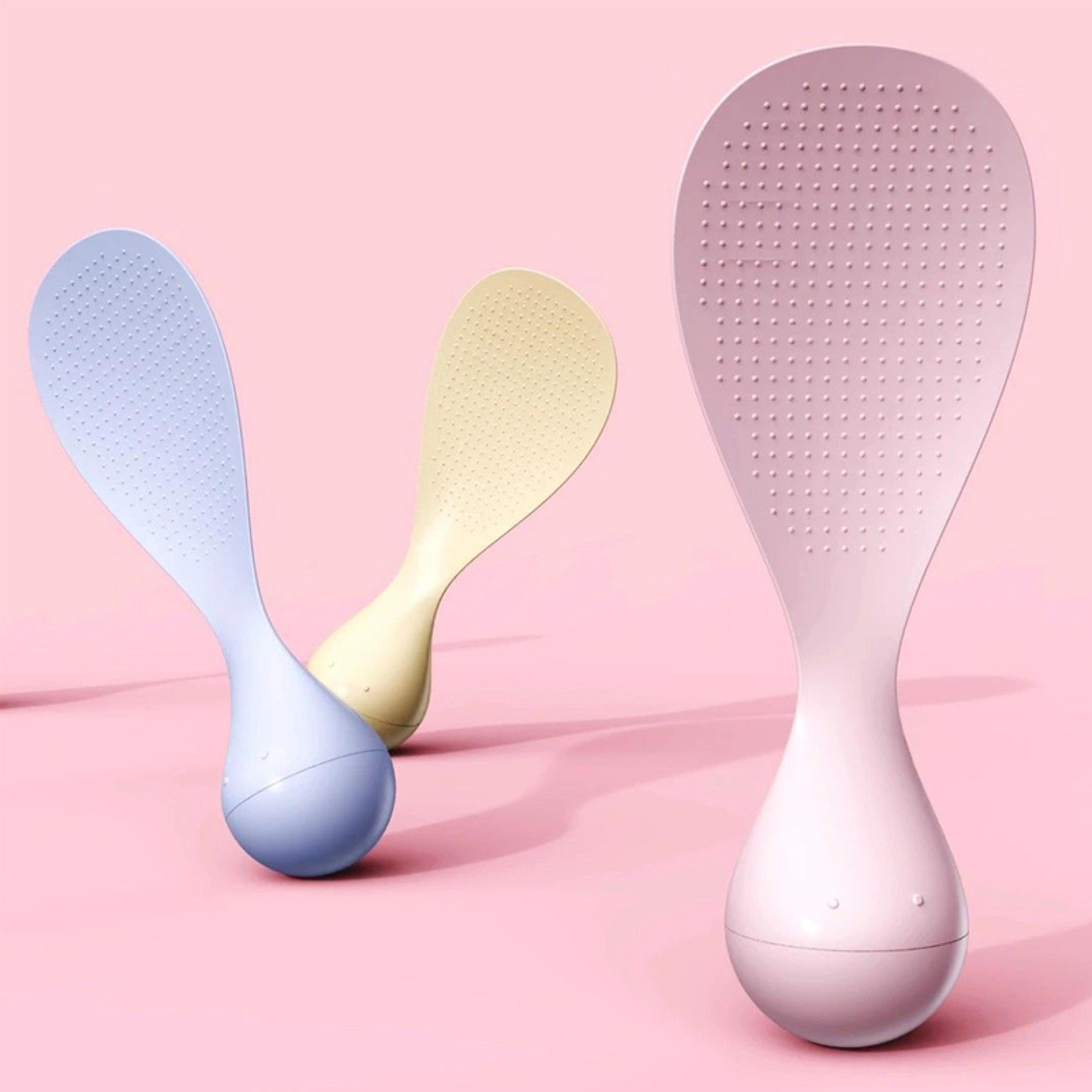 standing rice paddle non stick rice scoop with weighted tumbler base & heat resistant design for clean counters
