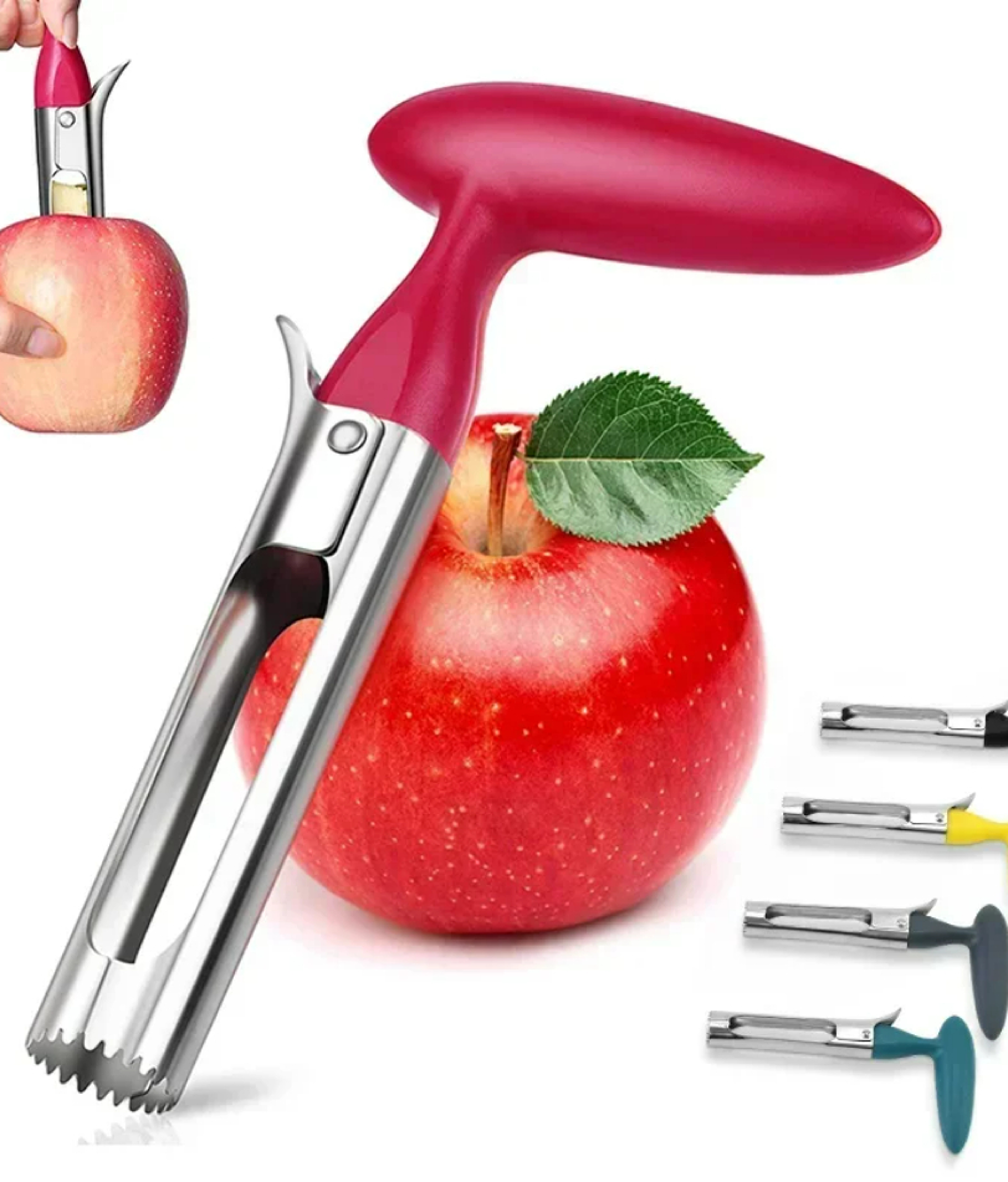 premium stainless steel apple corer and fruit core remover tool with ergonomic non slip handle