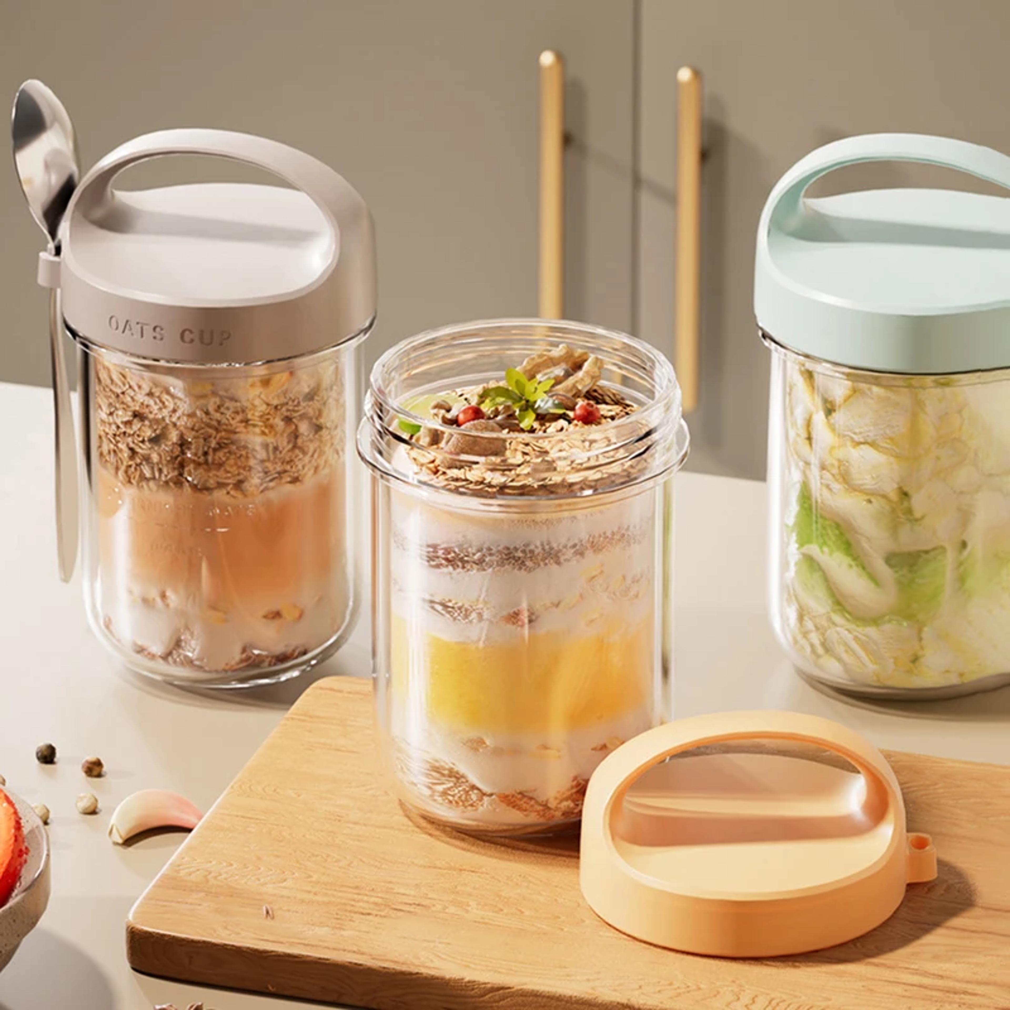 leakproof glass breakfast jar with spoon overnight oats container portable yogurt cup