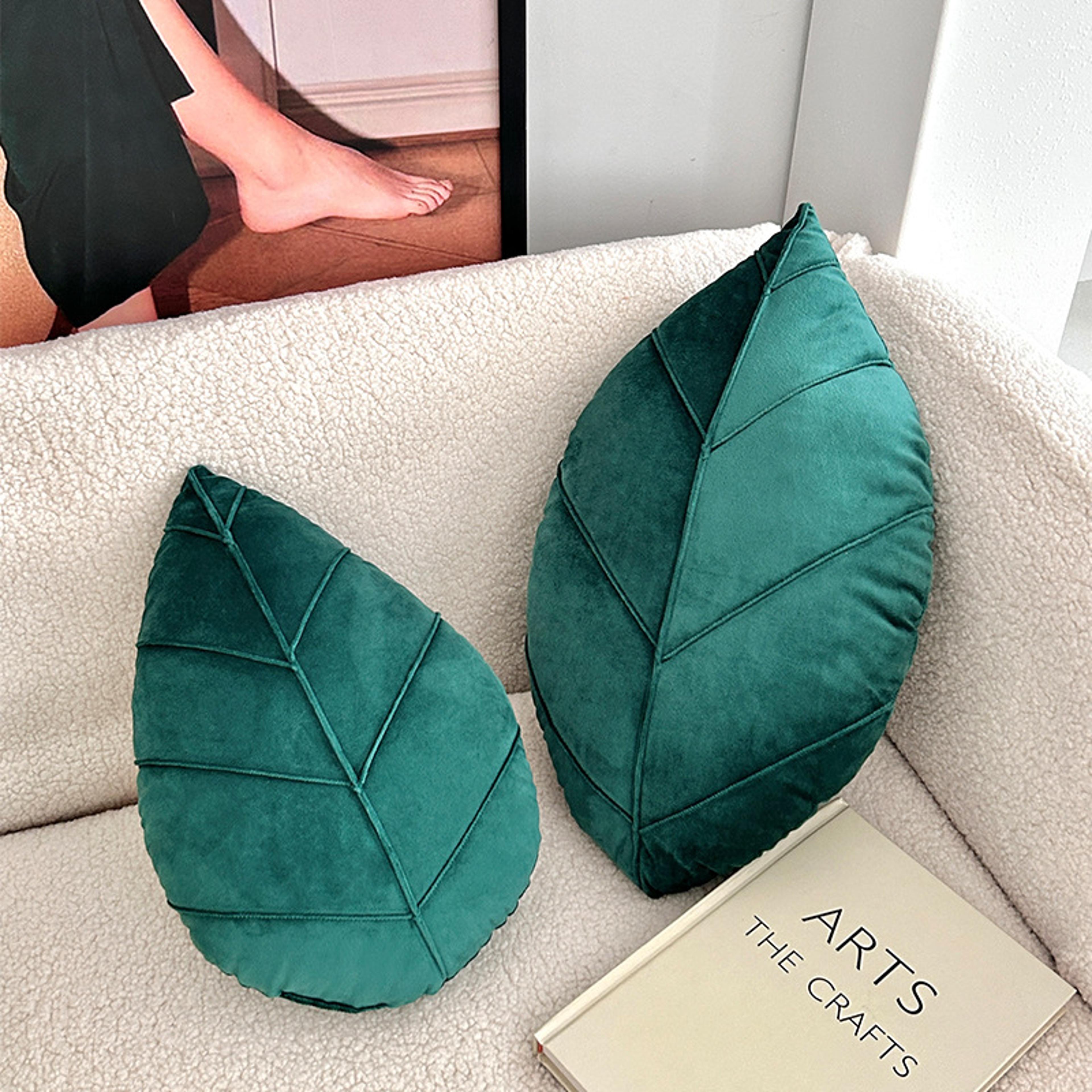 leaf shaped pillow nordic decor cushion for sofa minimalist green accent pillow