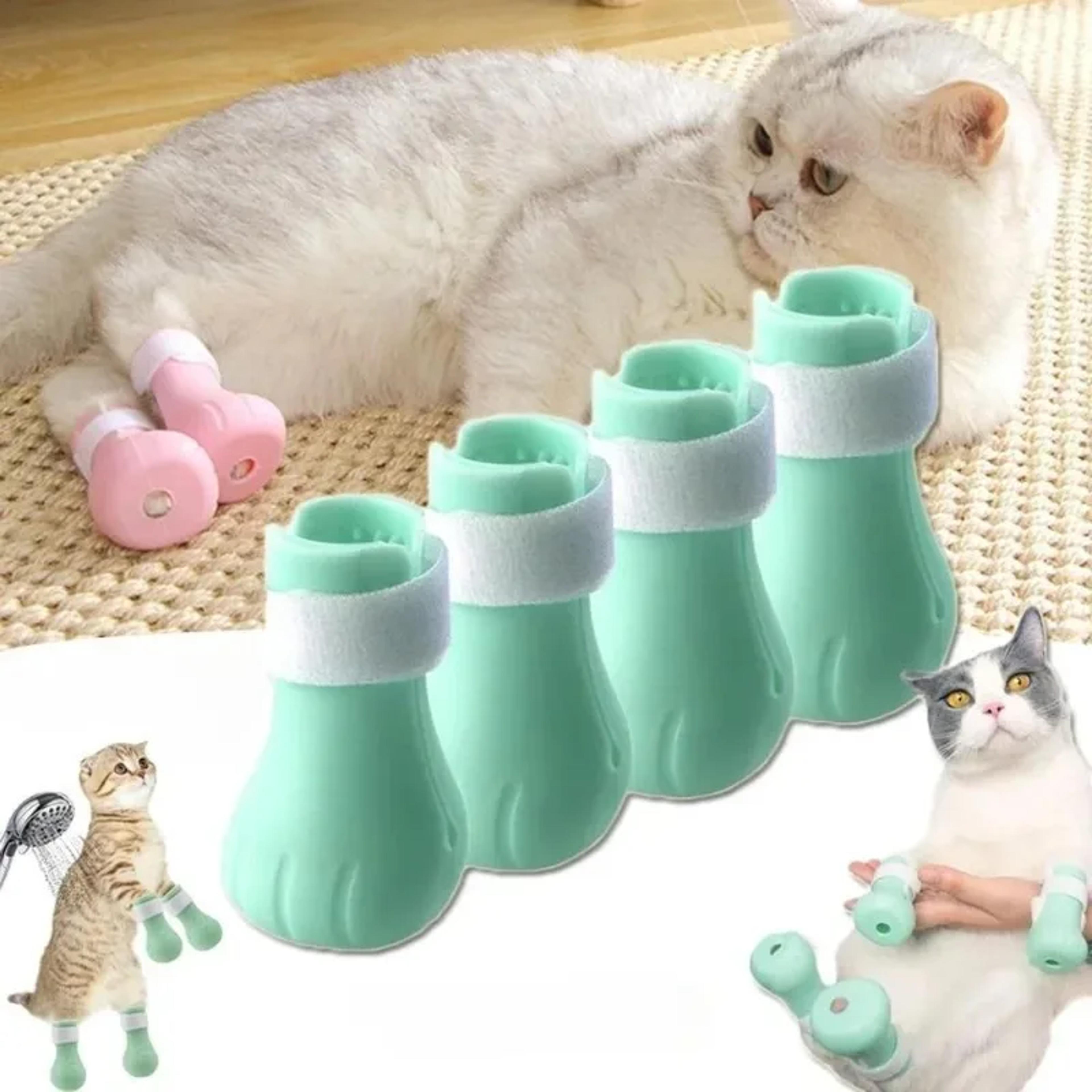 adjustable silicone cat shoes for grooming and bathing anti scratch cat paw protector boots for nail trimming