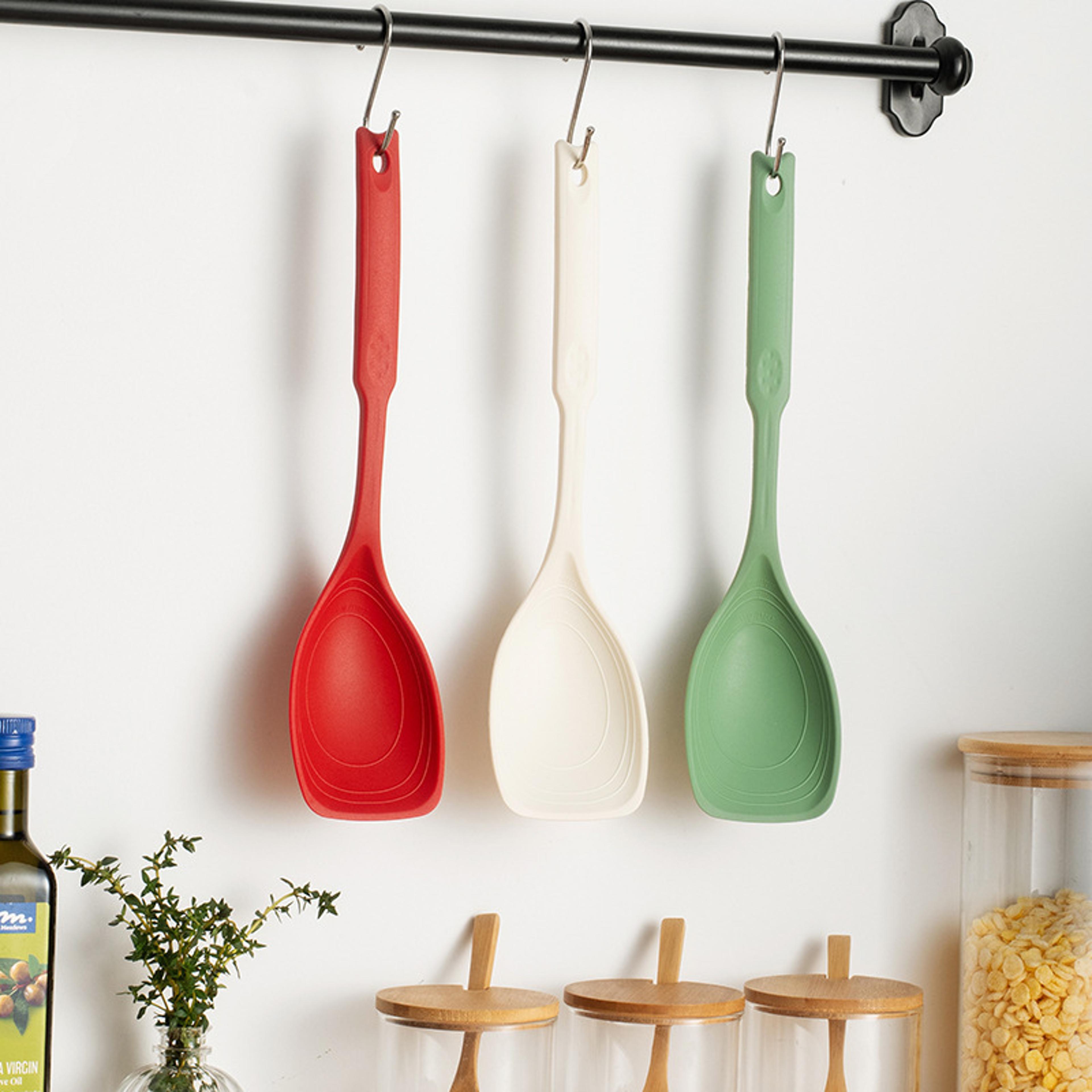 premium heat resistant silicone spatula spoon with measurement scale