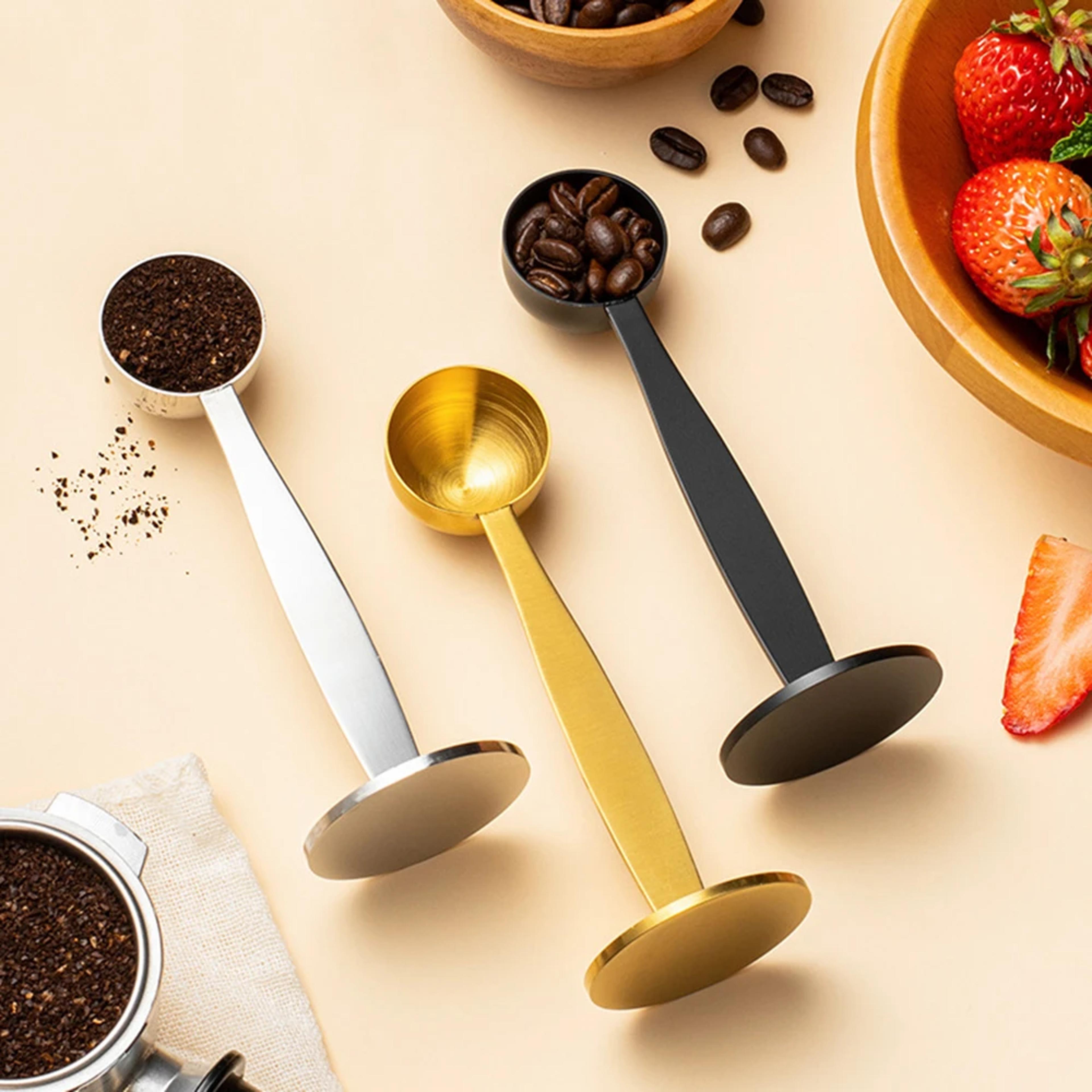 coffee scoop stainless steel measuring spoon with pressed bottom for coffee grinding & pressing