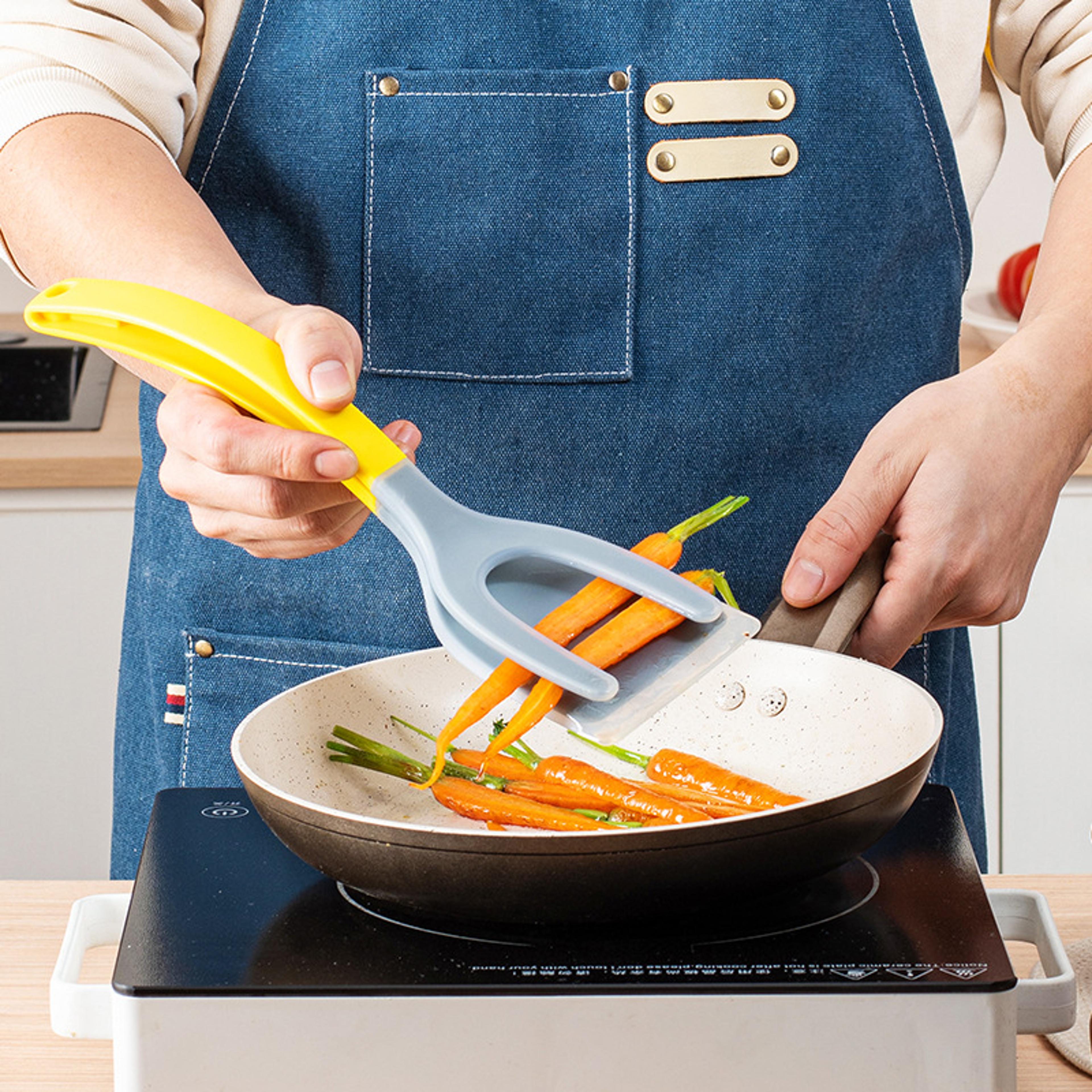 grip flip non stick nylon spatula tongs ideal for pancakes eggs omelets fish & french toast