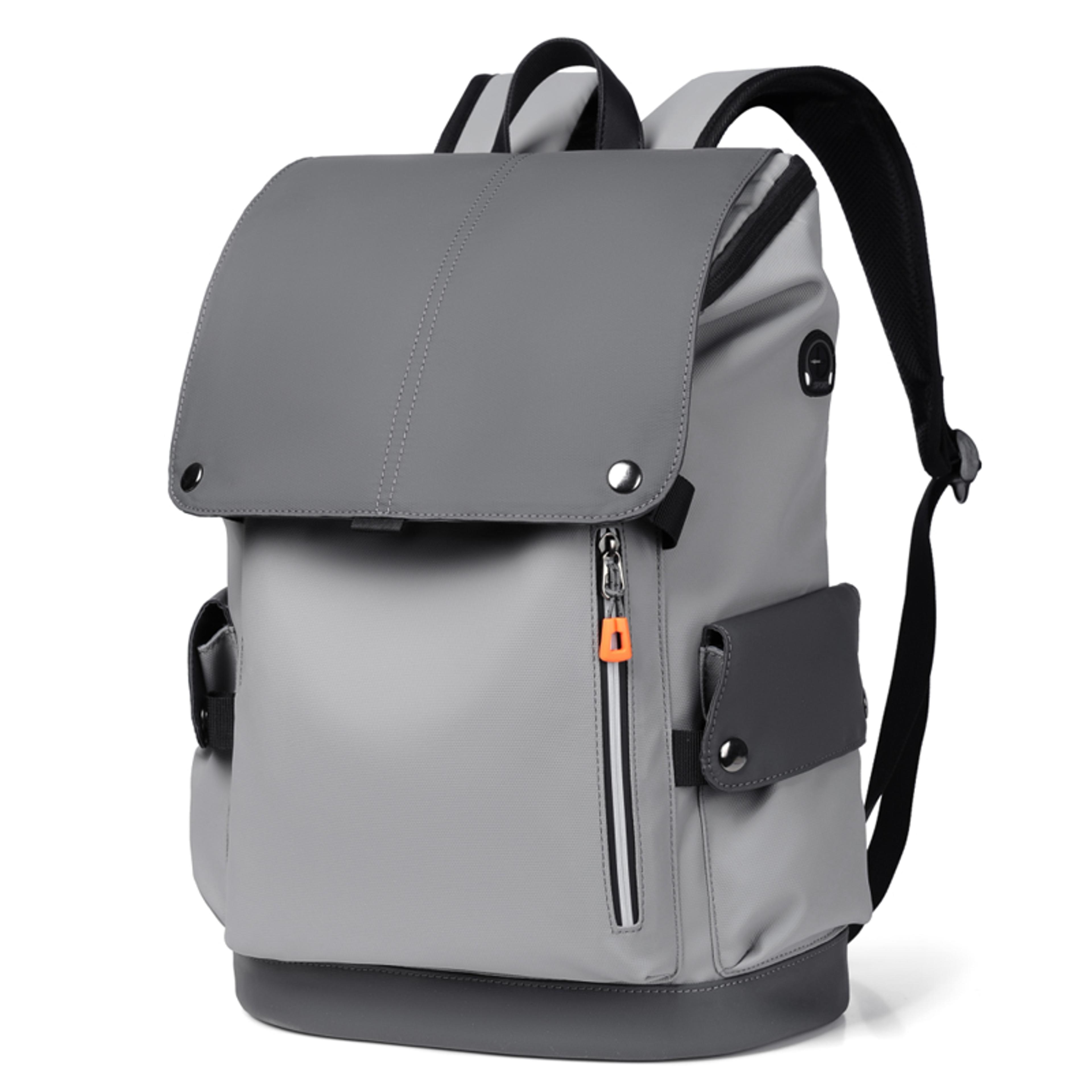 waterproof pu leather mens laptop backpack with usb charging