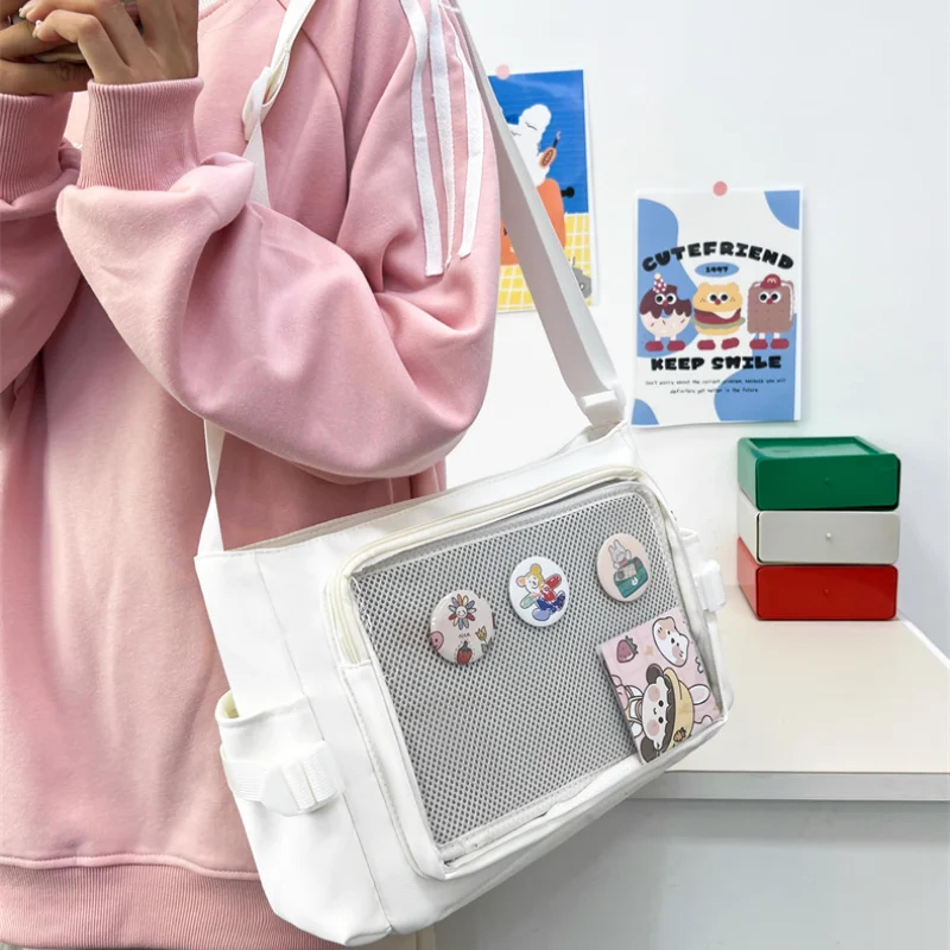 bag transparent pin display crossbody messenger bag