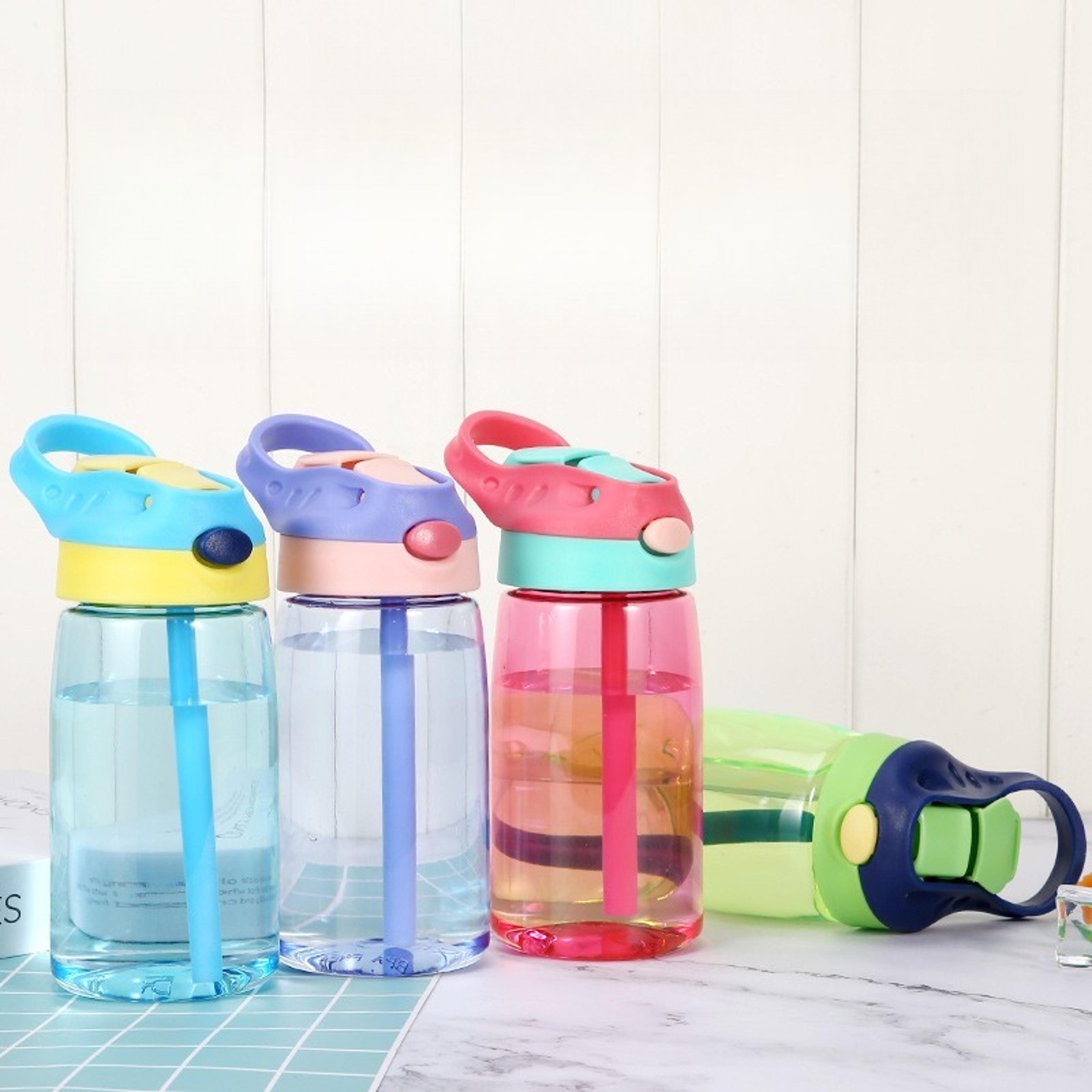 leakproof kids water bottle with straw portable reusable plastic juice cup for girls