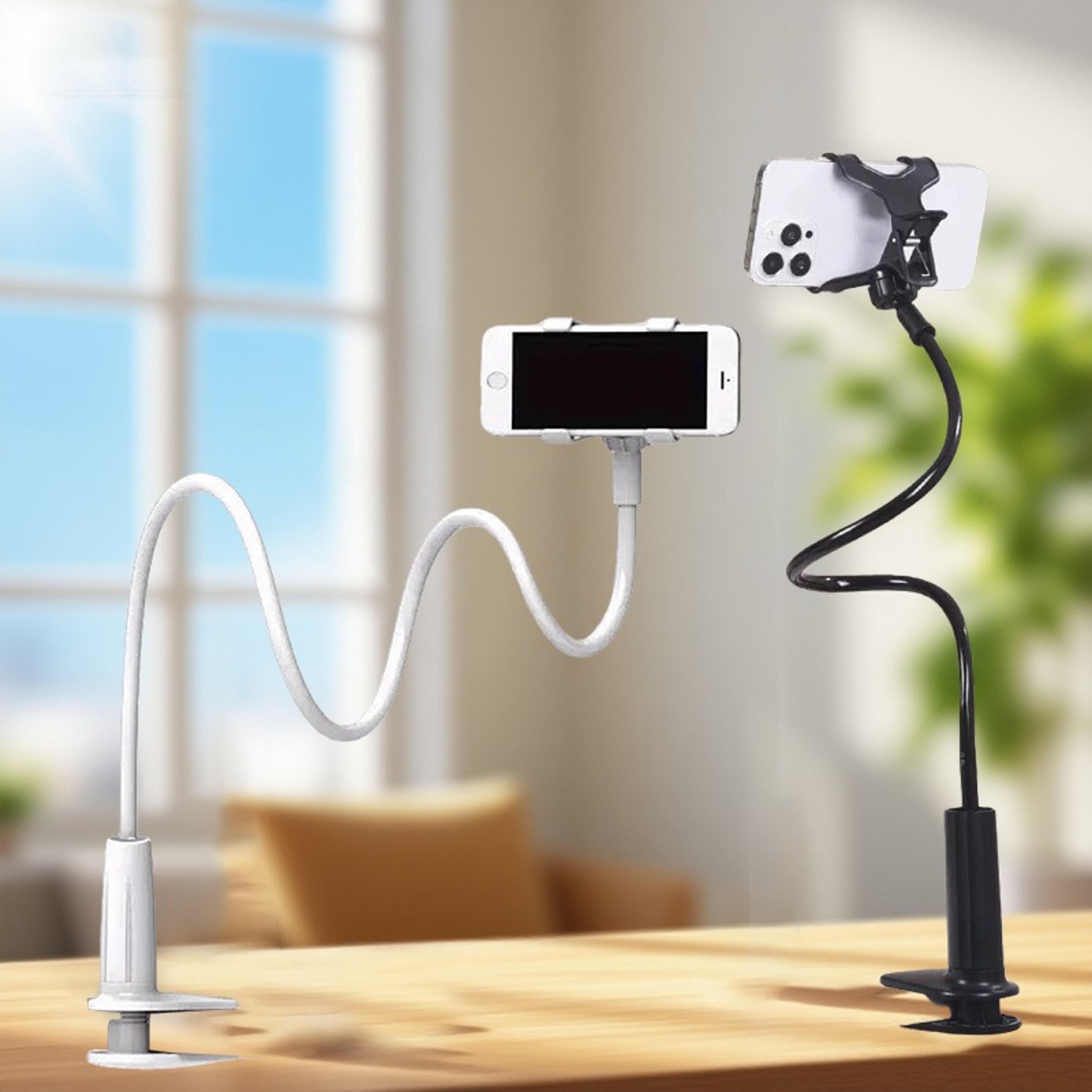 flexible gooseneck phone holder for bed and desk clamp mount
