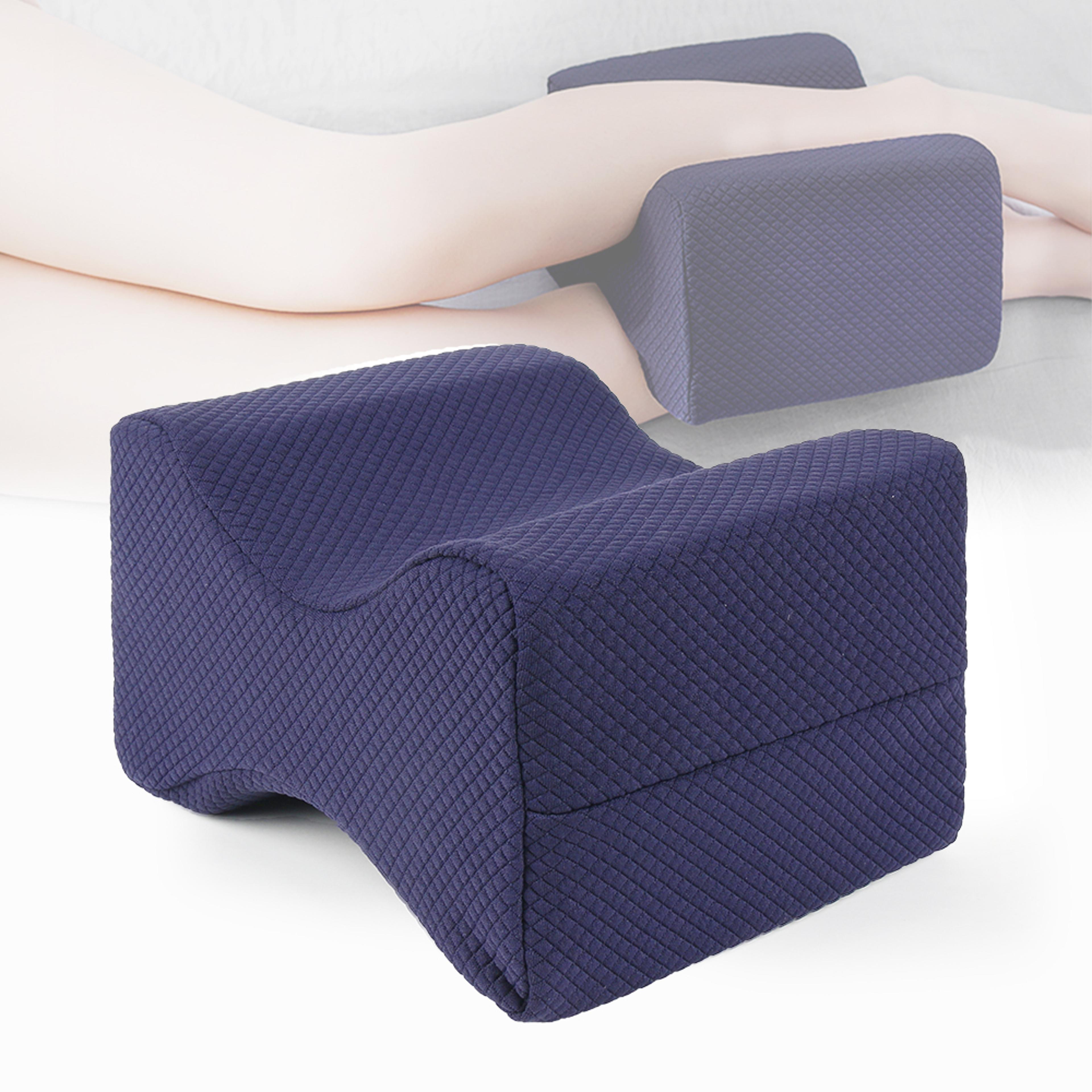 soft cotton memory foam knee pillow for side sleepers back and knee pain relief support