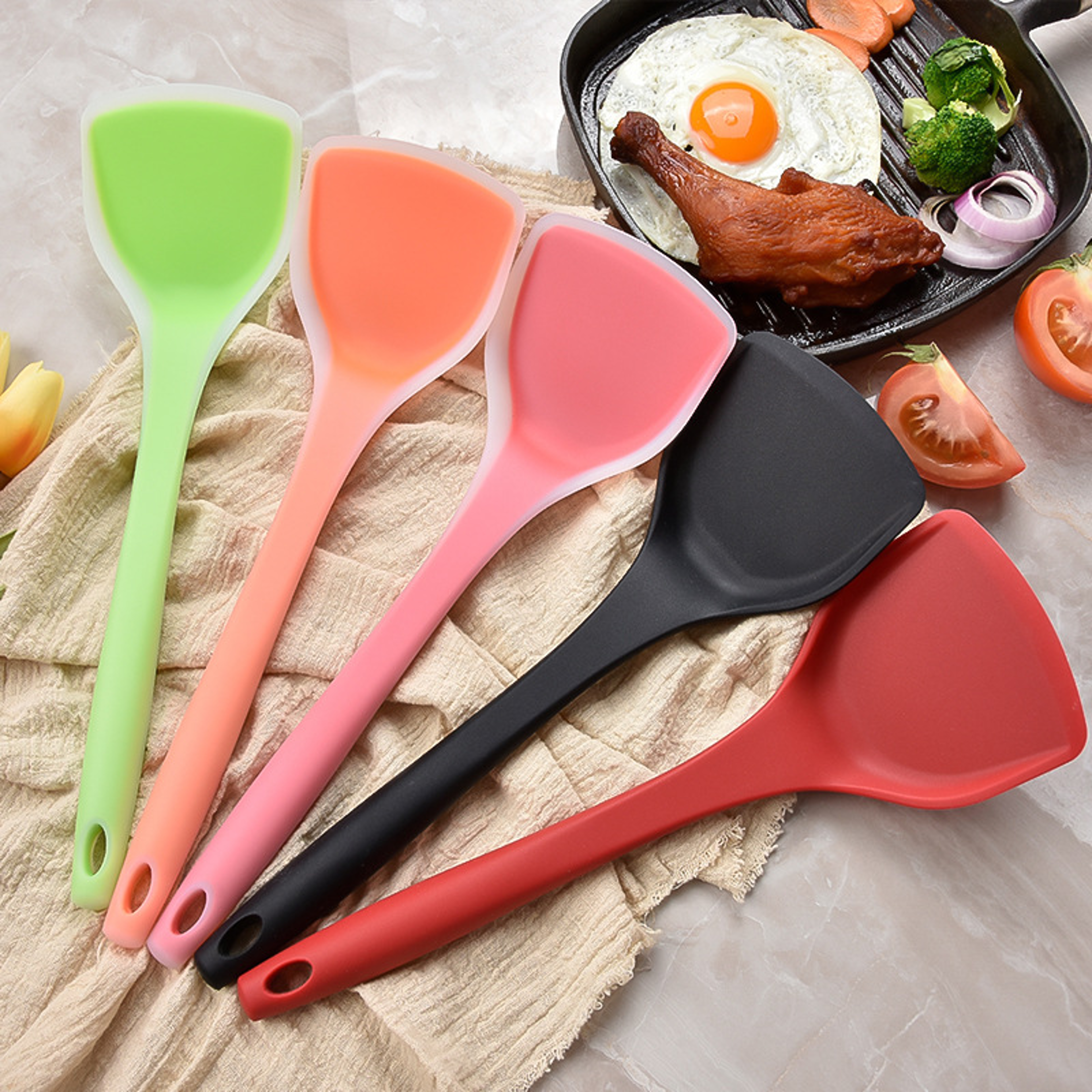 flexible silicone spatula for non stick pans high temp dishwasher safe kitchen turner for omelettes & fish