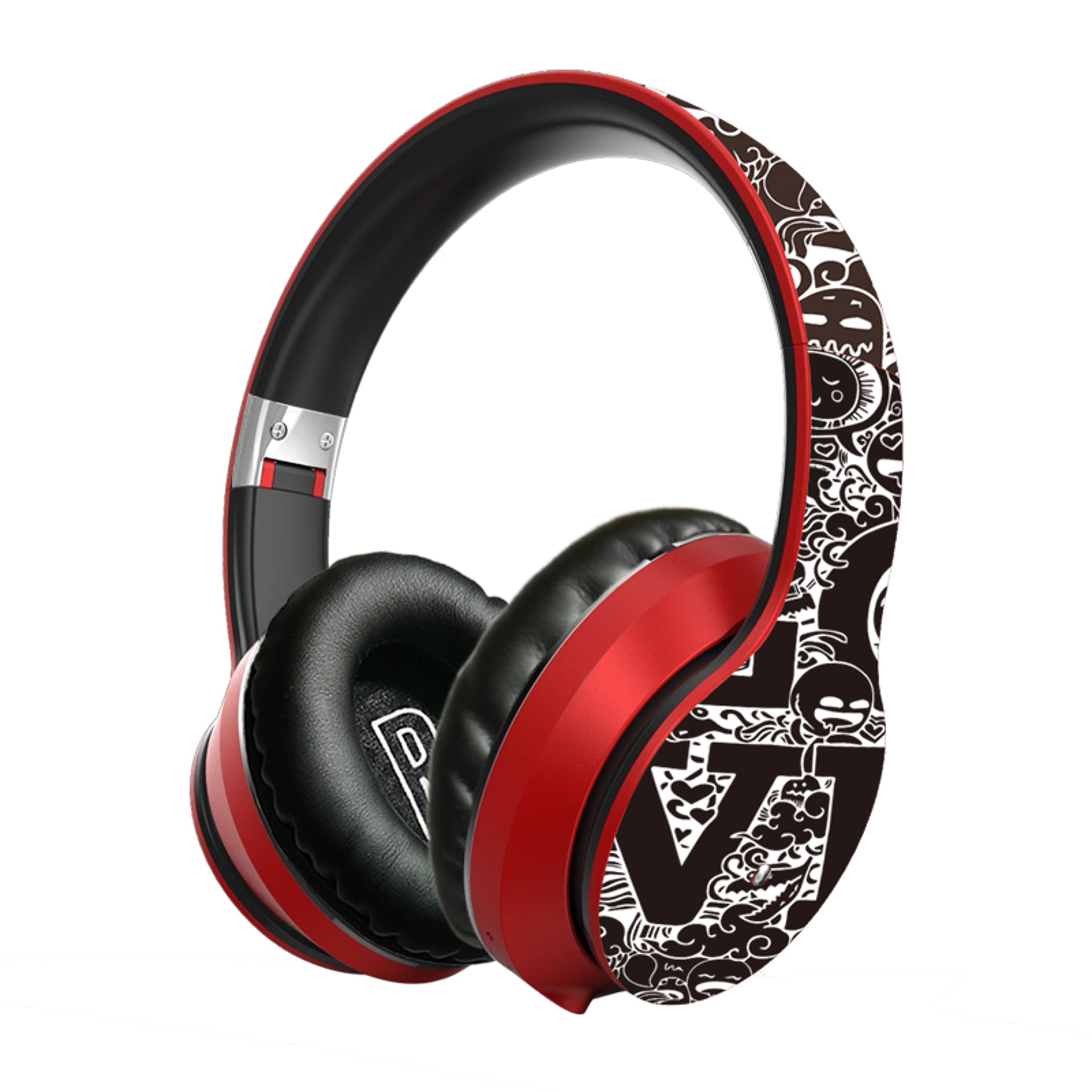 graffiti design wireless bluetooth over ear headphones hi fi stereo with mic foldable for phones pcs and laptops