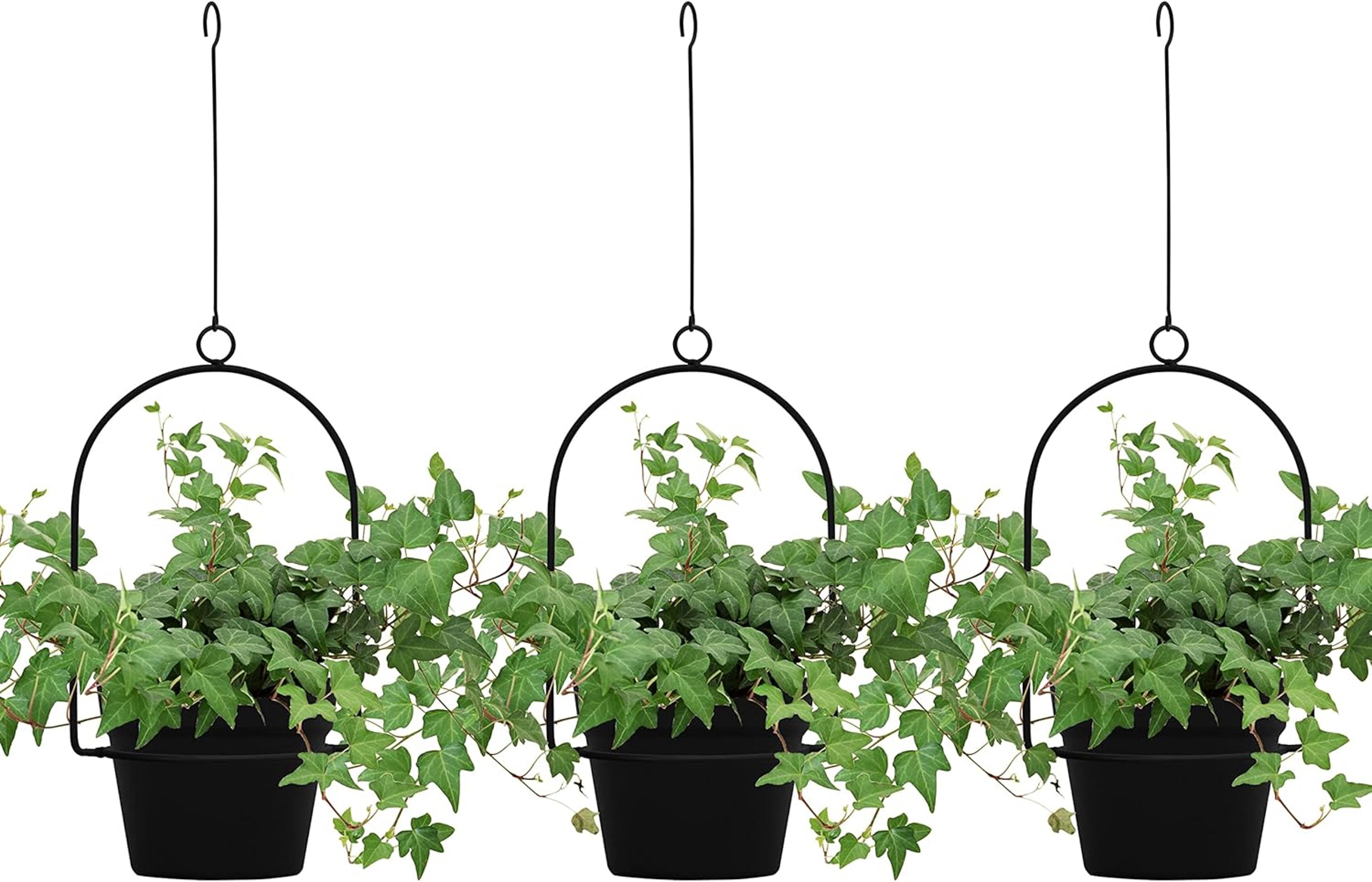 black hanging planters for indoor & outdoor use flower pot hangers decorative planter set