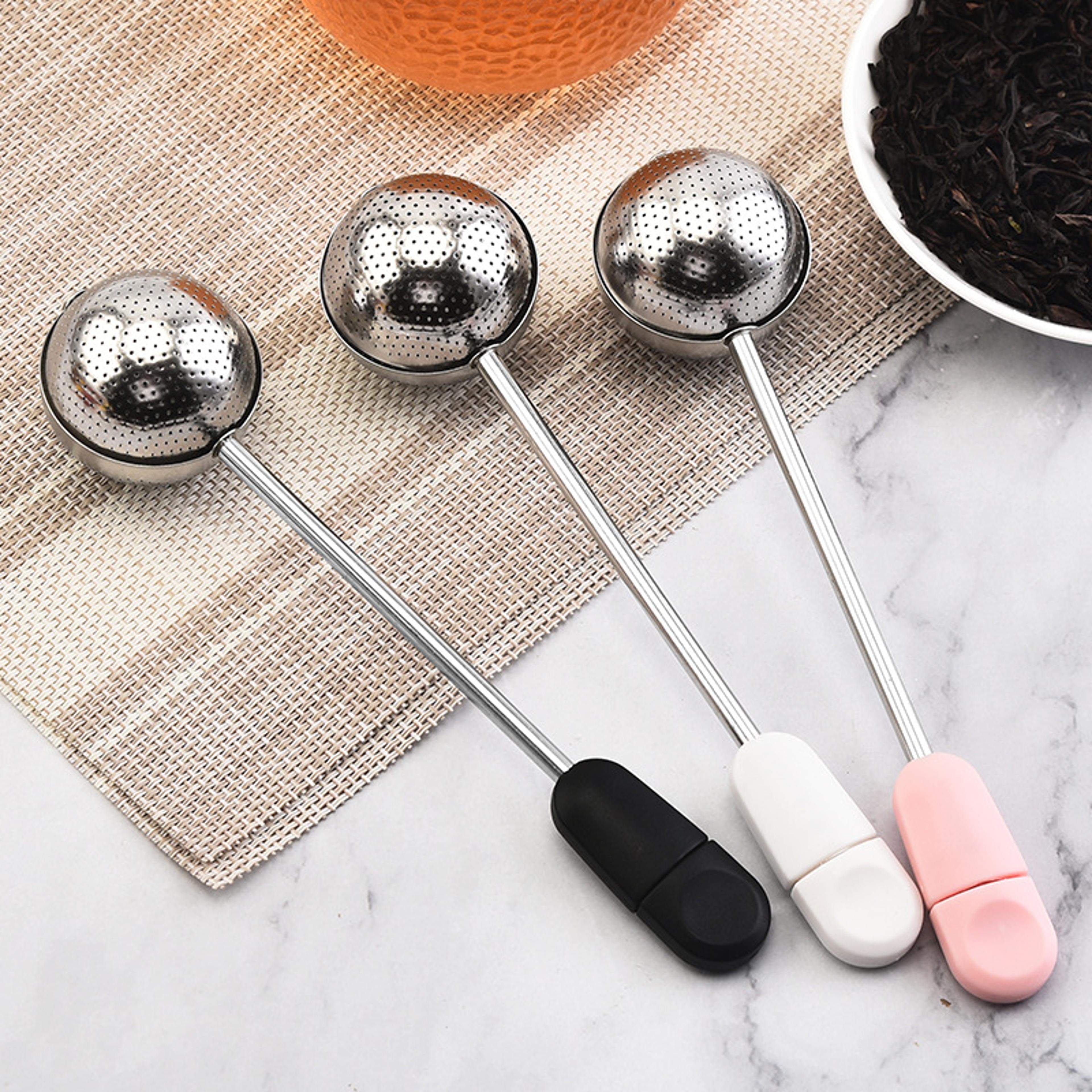 rotating stainless steel tea infuser ball for loose leaf tea with chain hook
