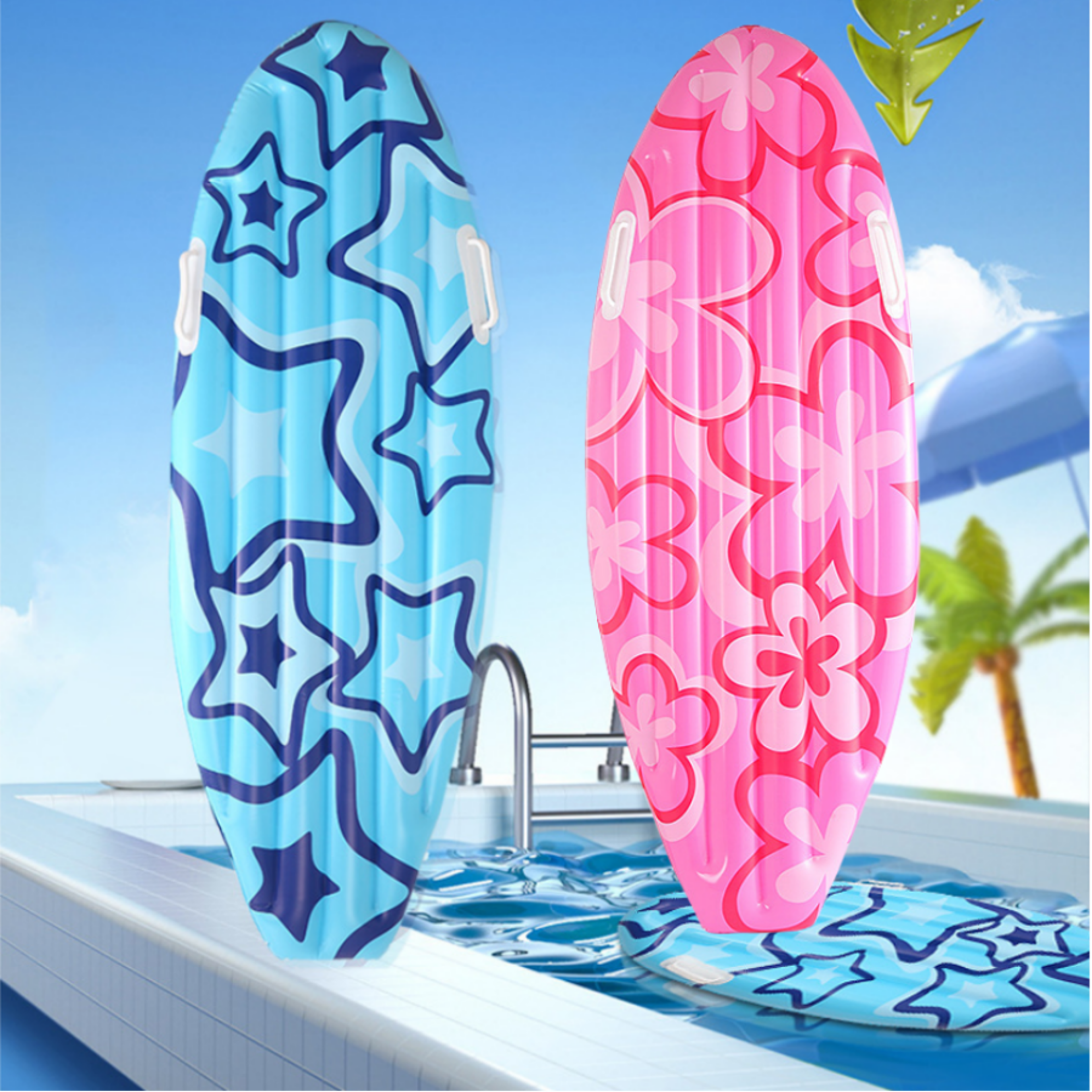 inflatable surfboard pool toy for luau party decorations and beach fun