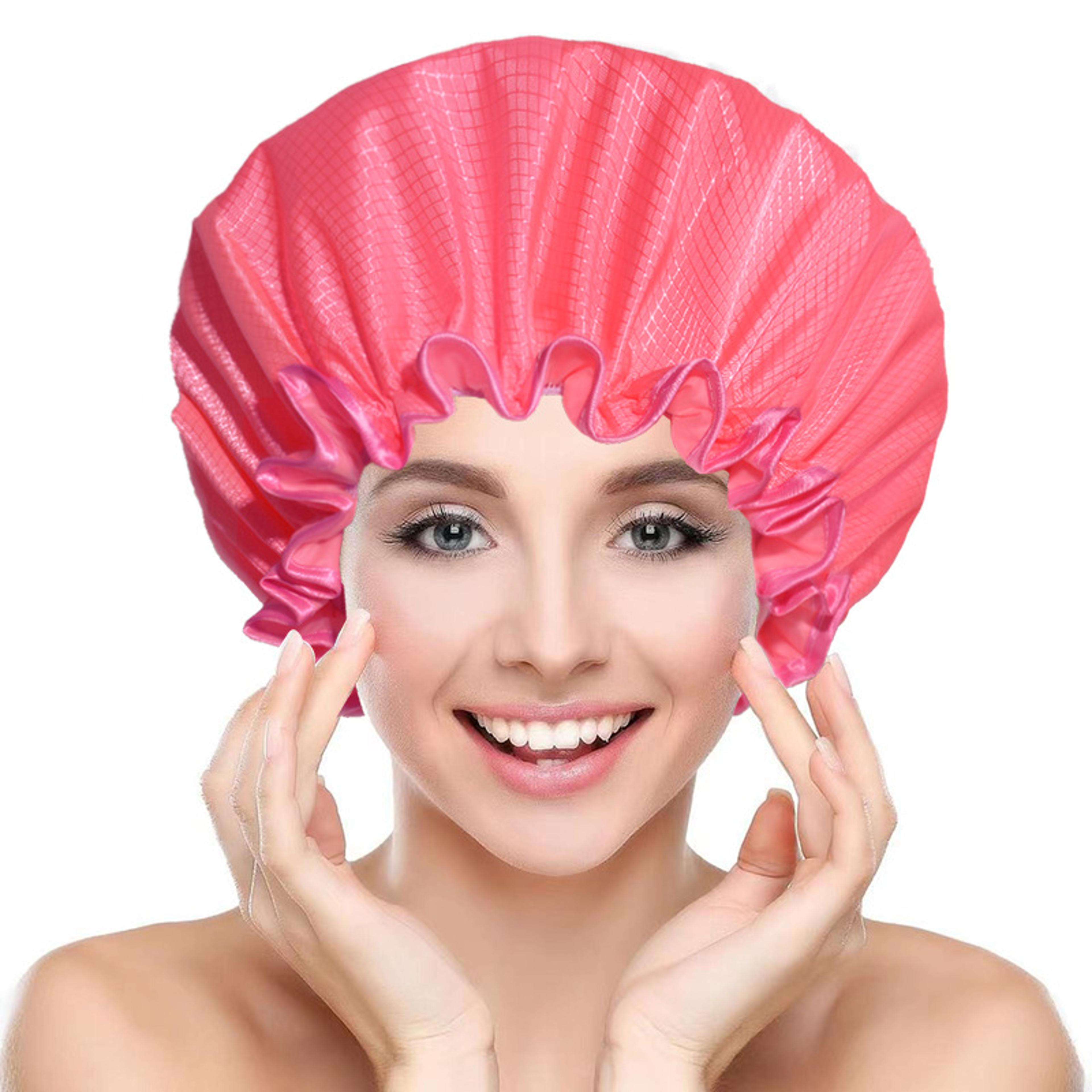 satin shower cap for women double layer waterproof bath cap for long hair