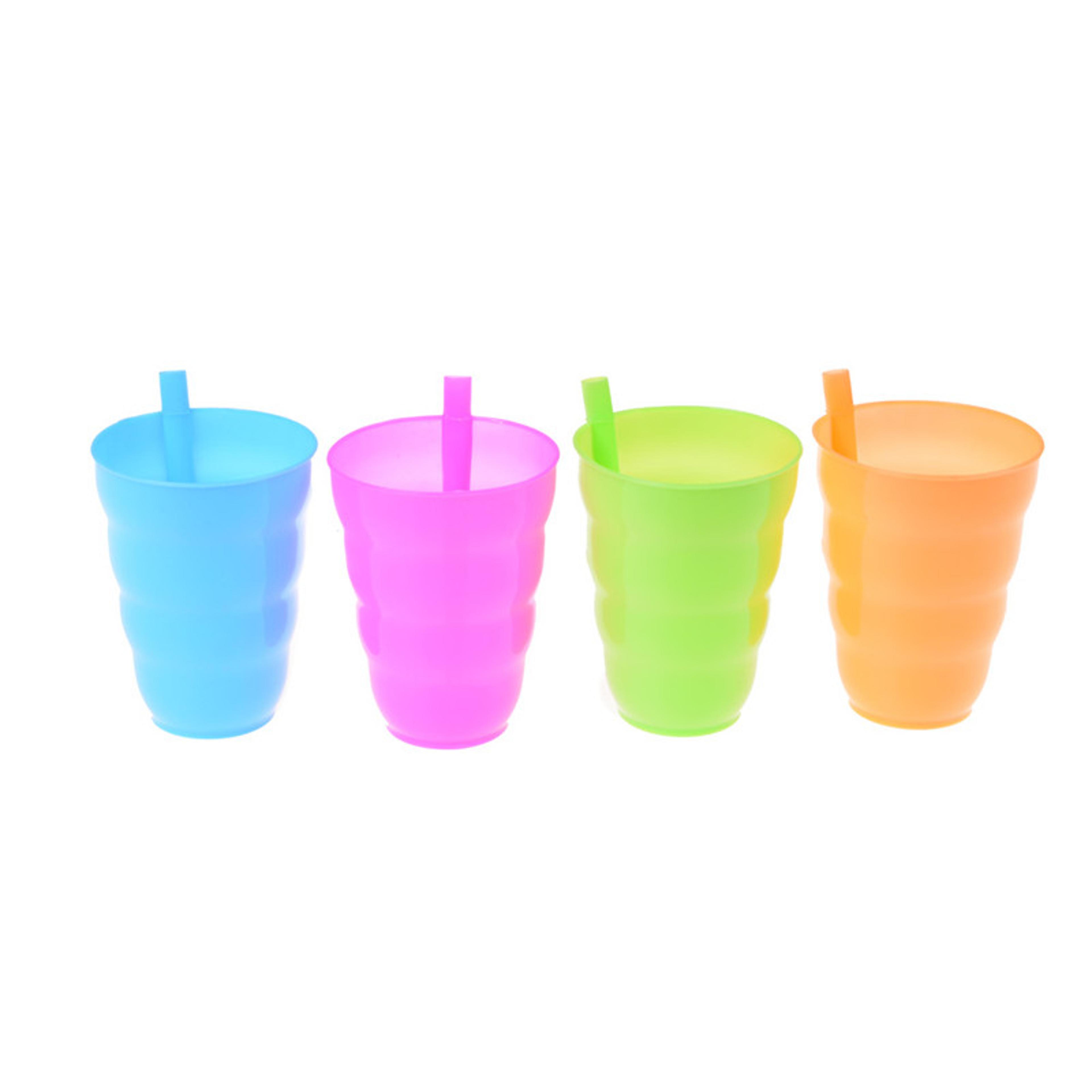colorful kids straw cup with built in straw for toddlers and everyday drinks