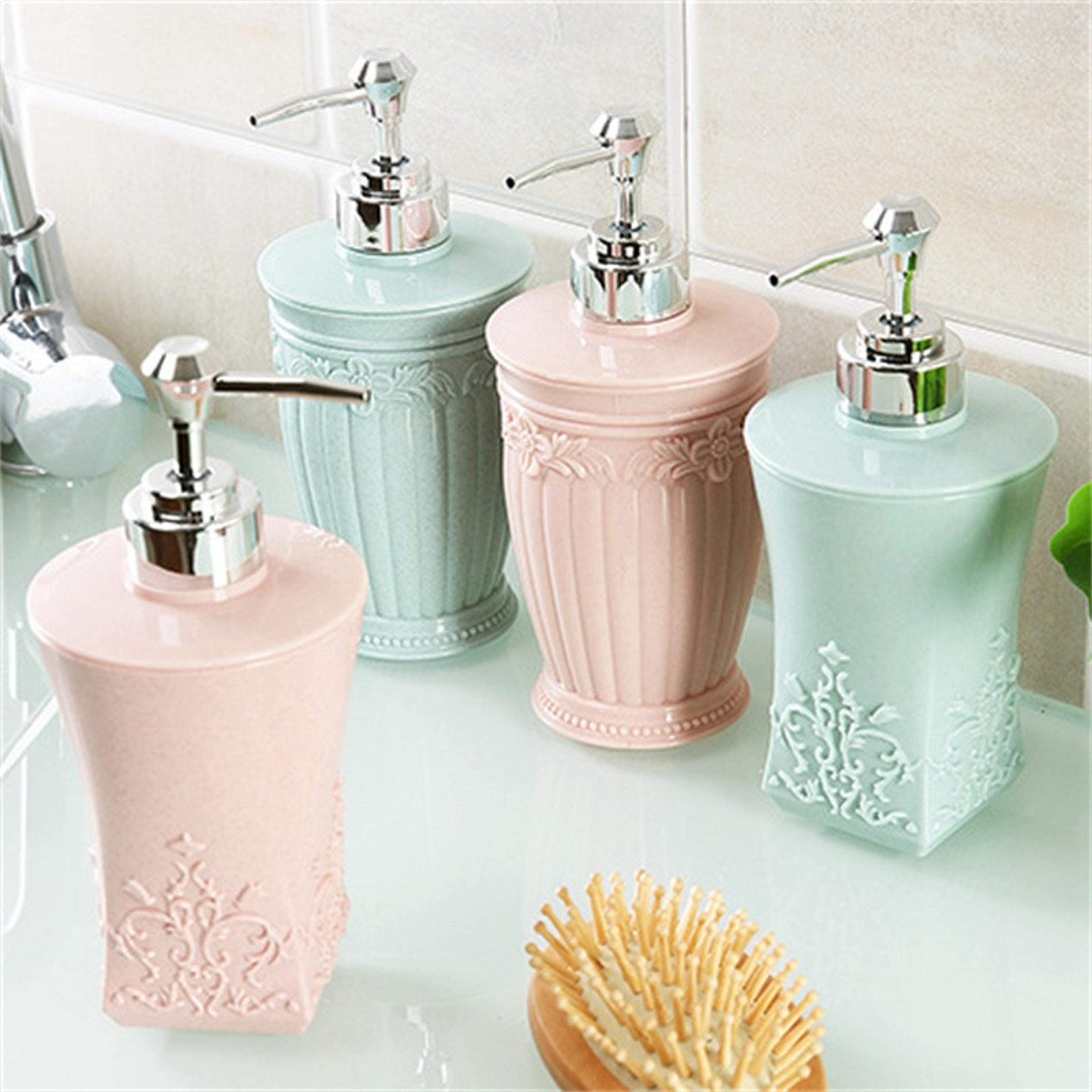vintage carved glass soap dispenser with rustproof pump for elegant bathroom decor