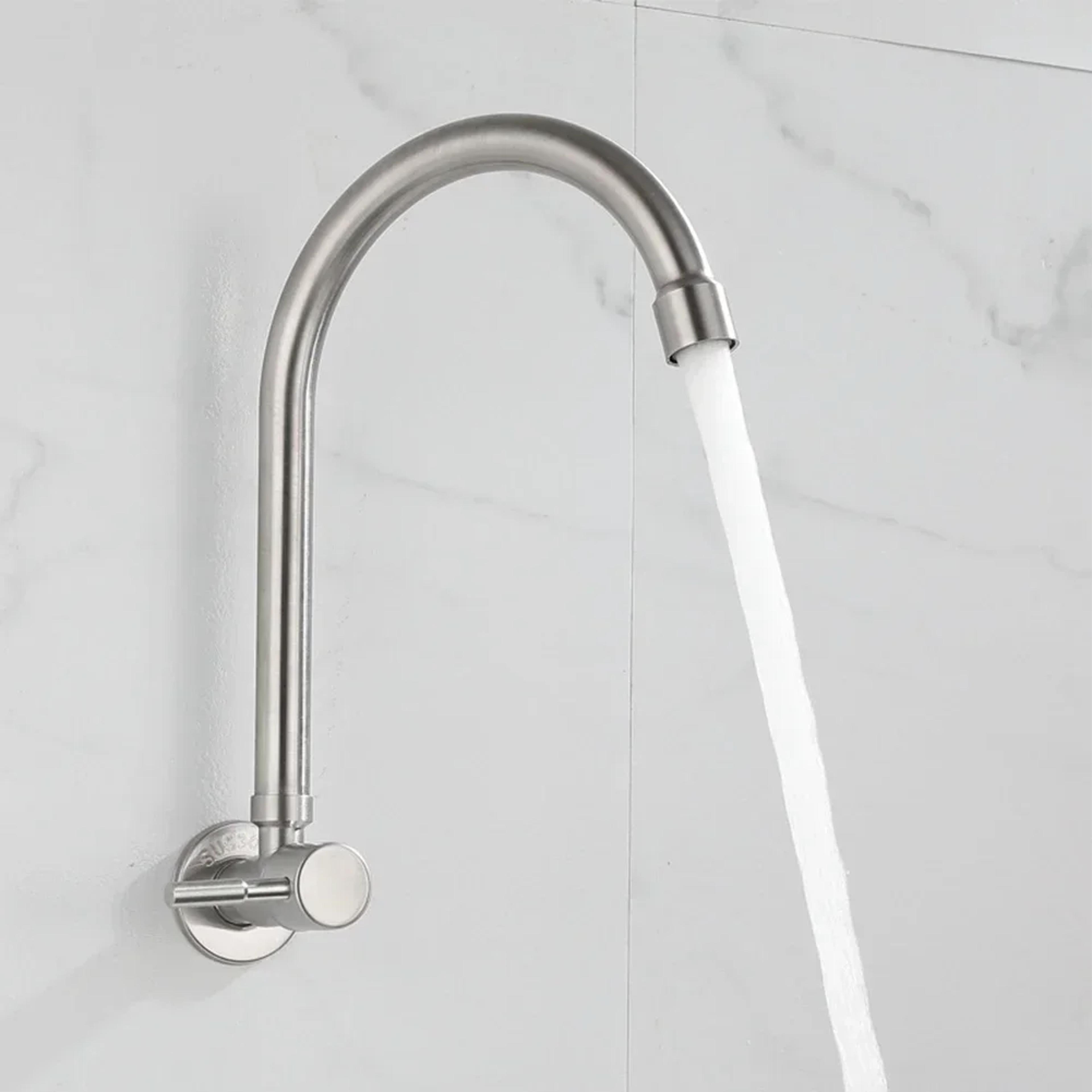 stainless steel wall mounted kitchen faucet single cold rotating tap