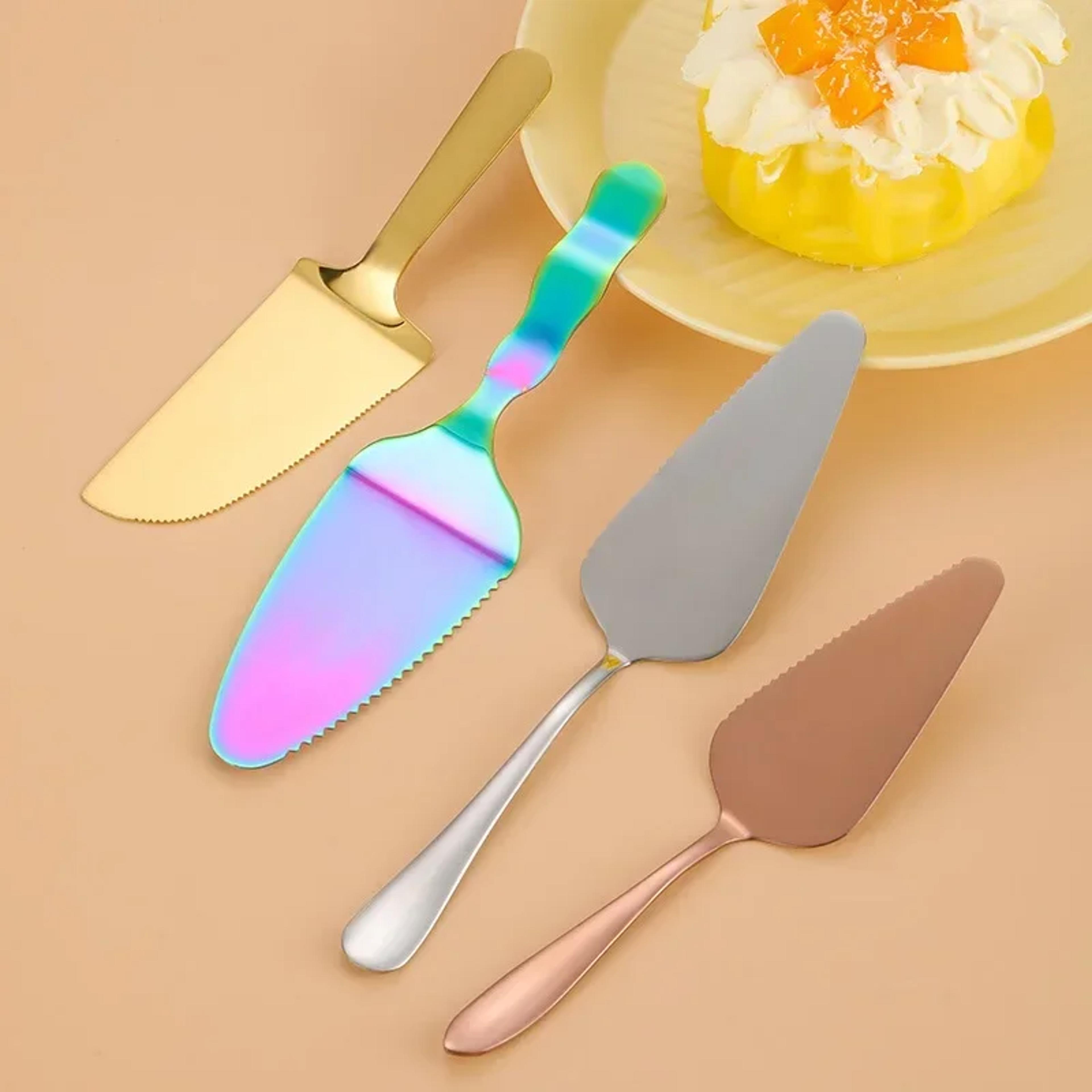 stainless steel pie server cake spatula and pizza cutter