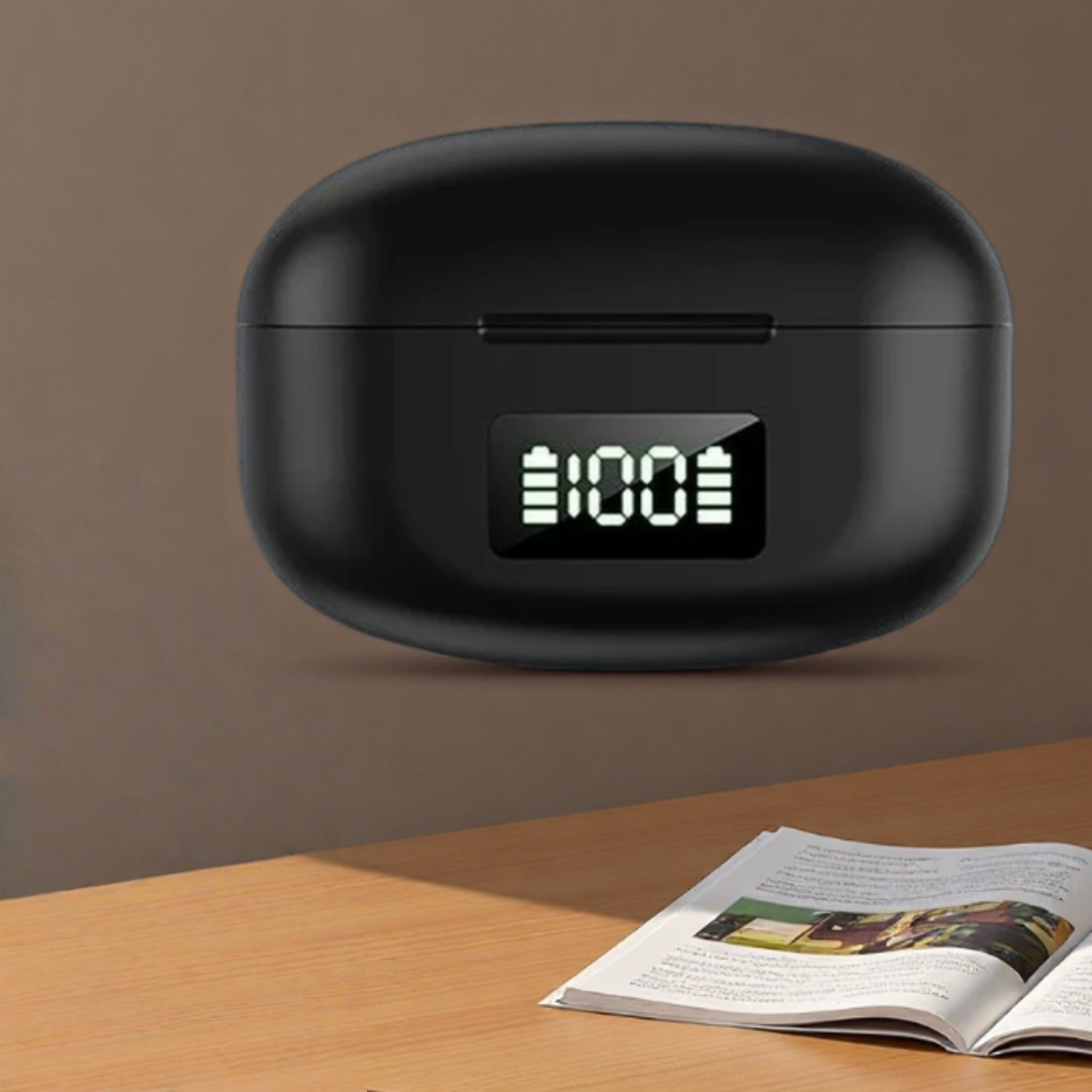 smart led display wireless earbuds with touch control and noise cancelling