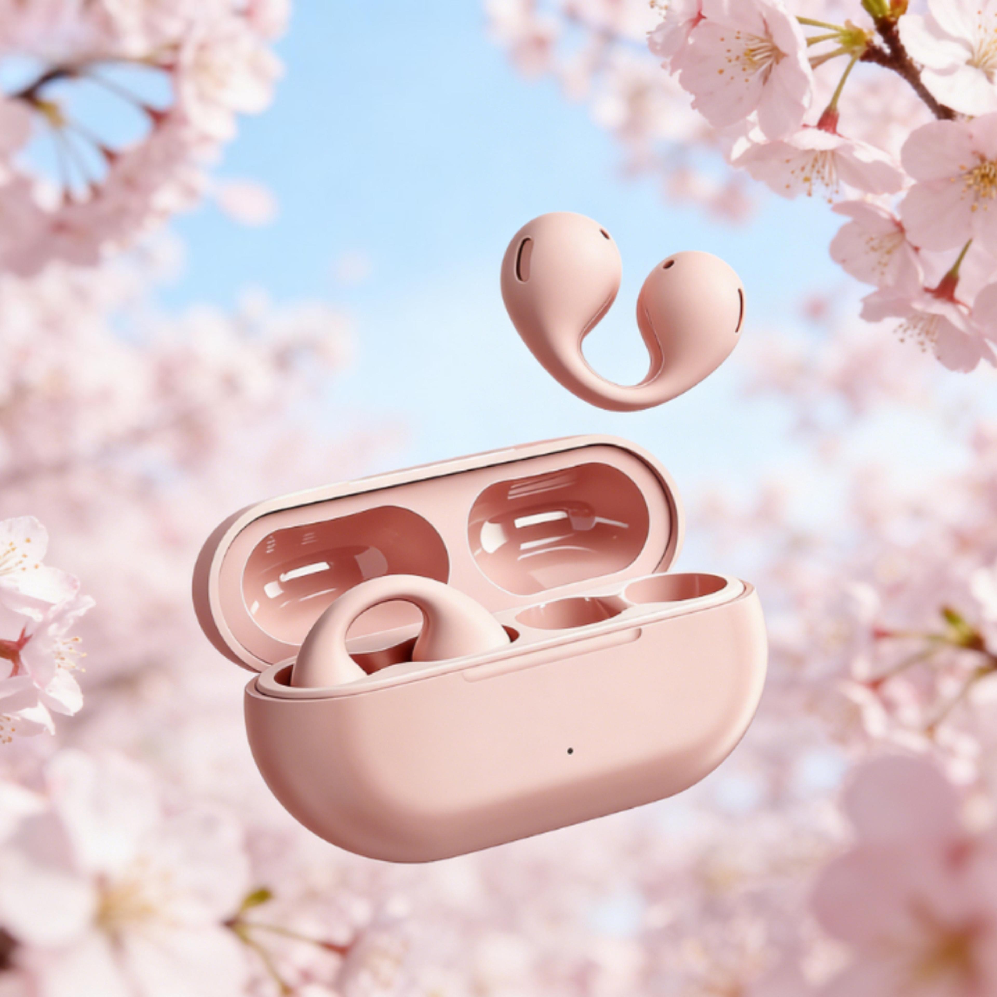bluetooth clip on earbuds with charging case for running and sport