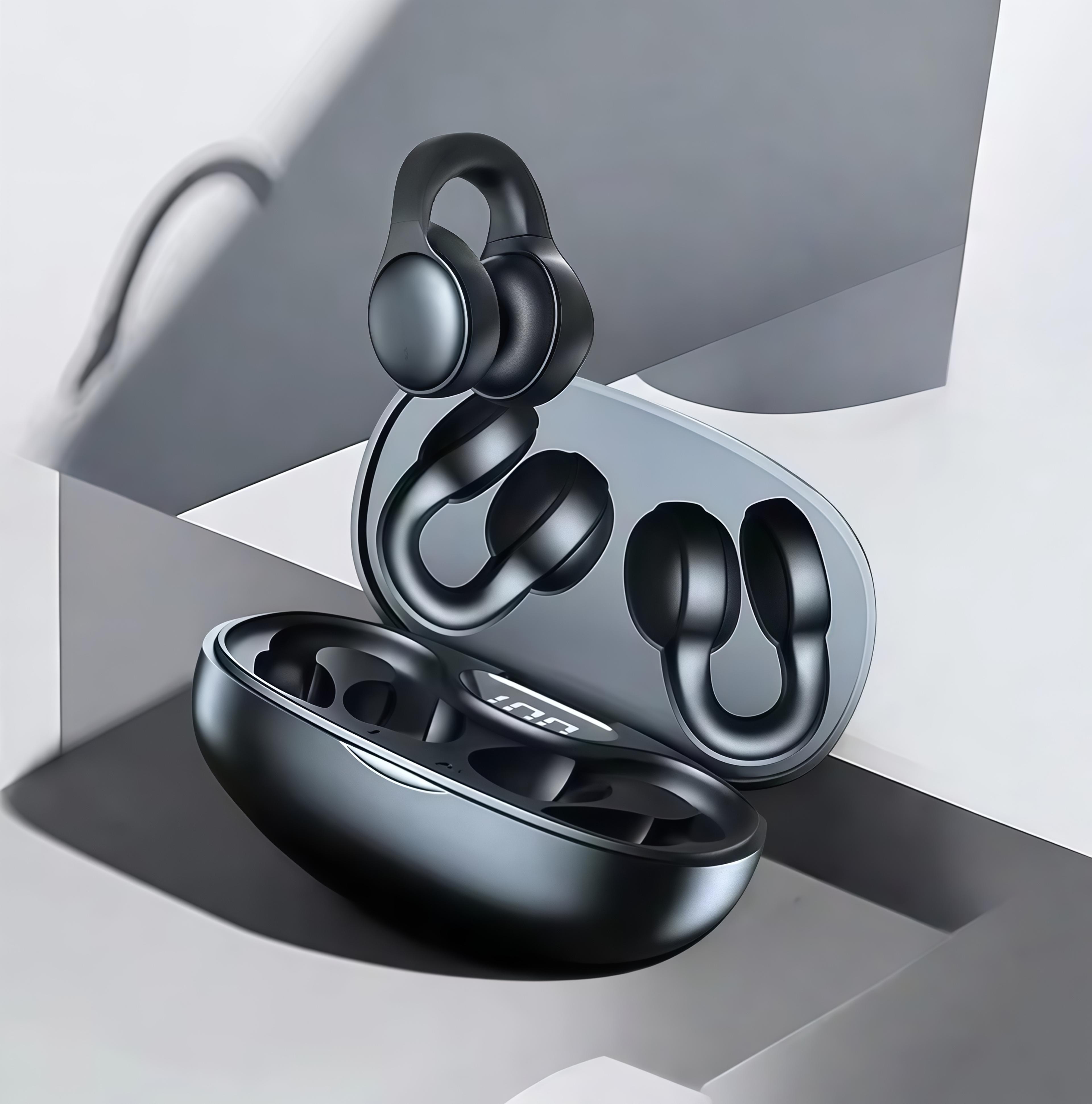 open ear bone conduction bluetooth sports earbuds with mic