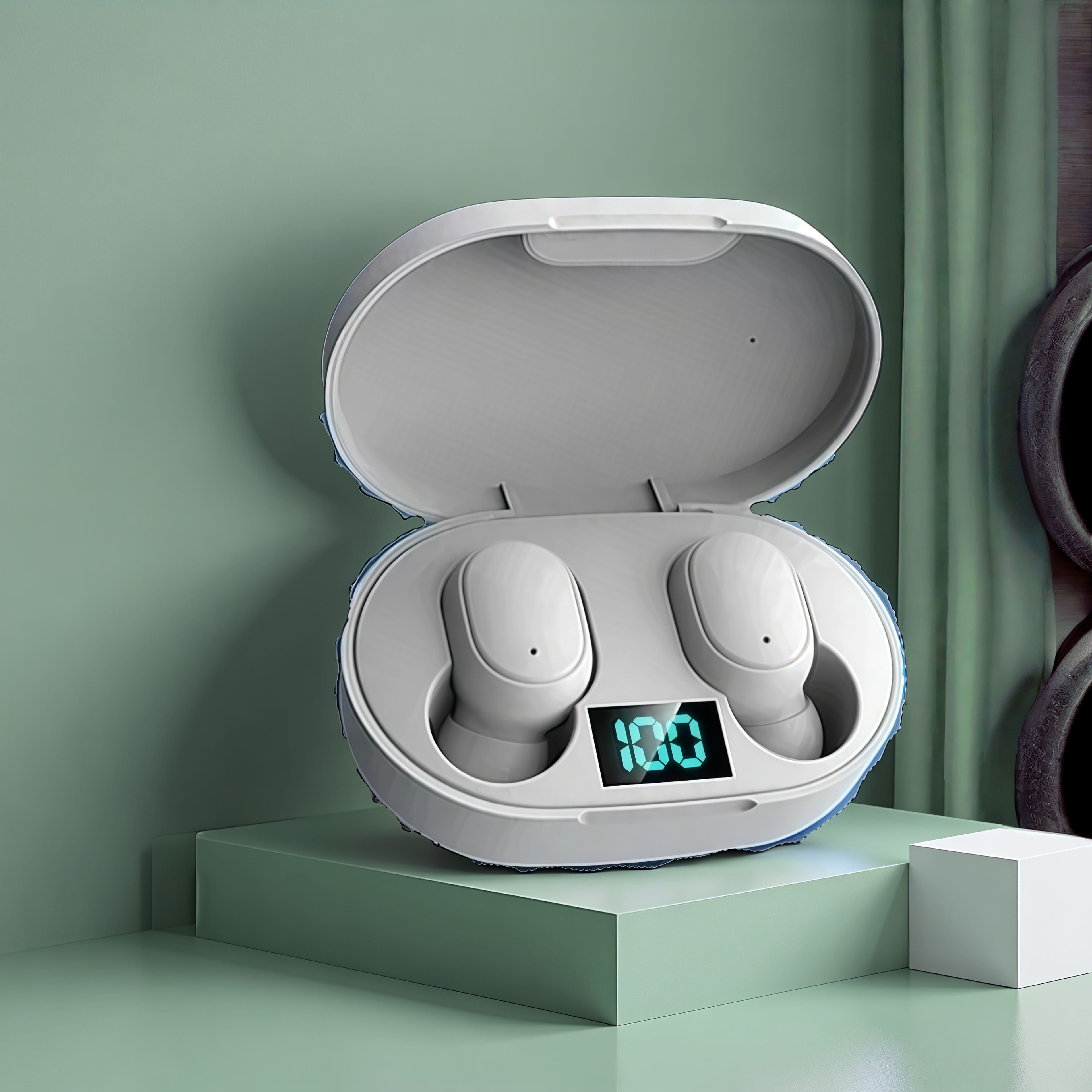 led display wireless bluetooth earbuds with mic